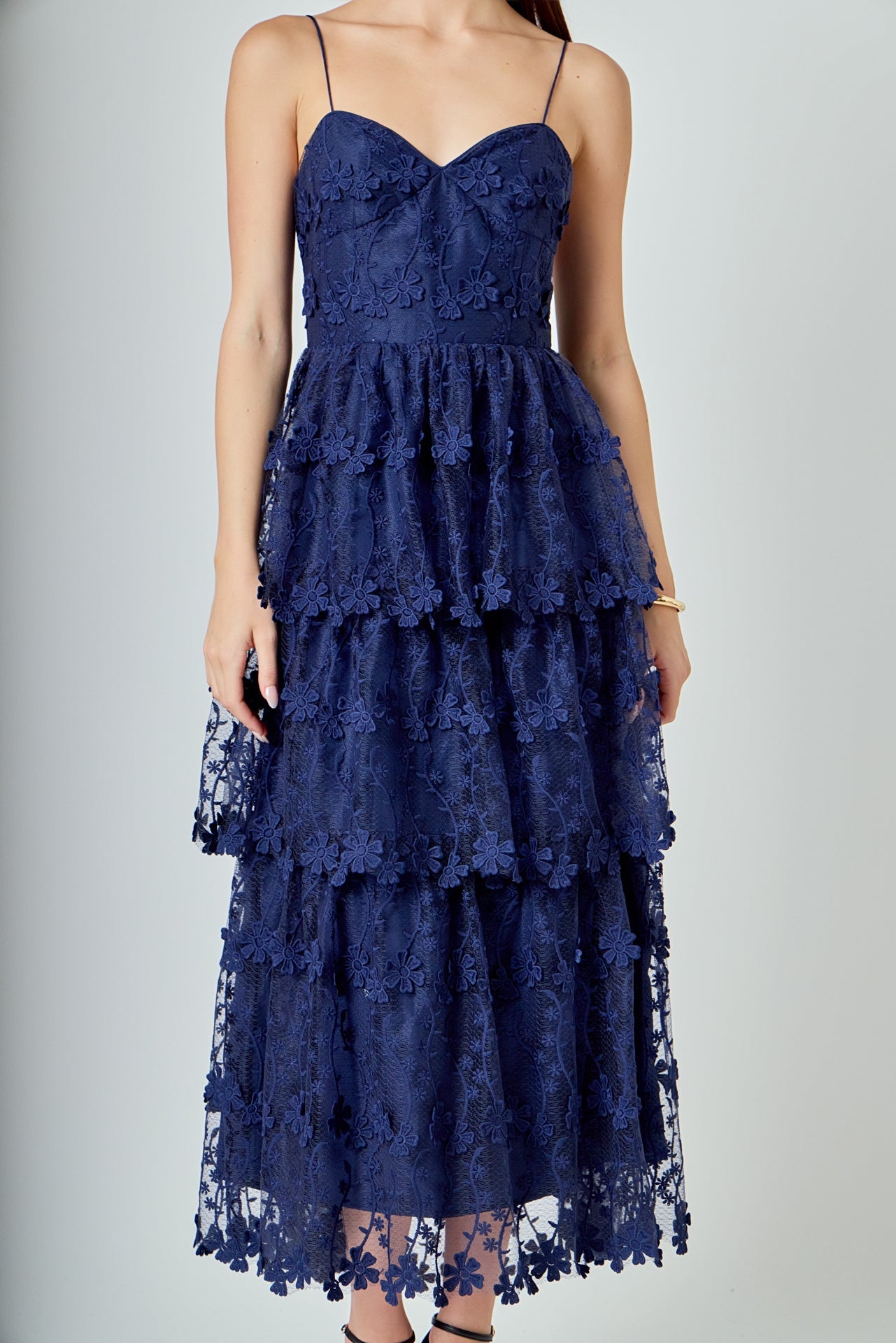 ENDLESS ROSE - Crochet Layered Midi Dress - DRESSES available at Objectrare