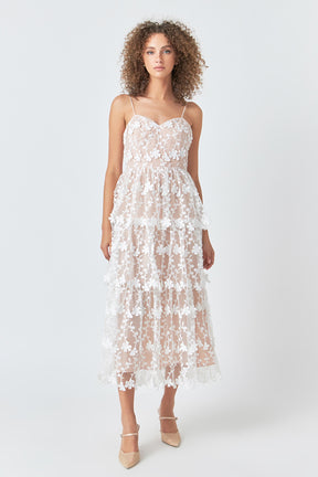 ENDLESS ROSE - Crochet Layered Midi Dress - DRESSES available at Objectrare