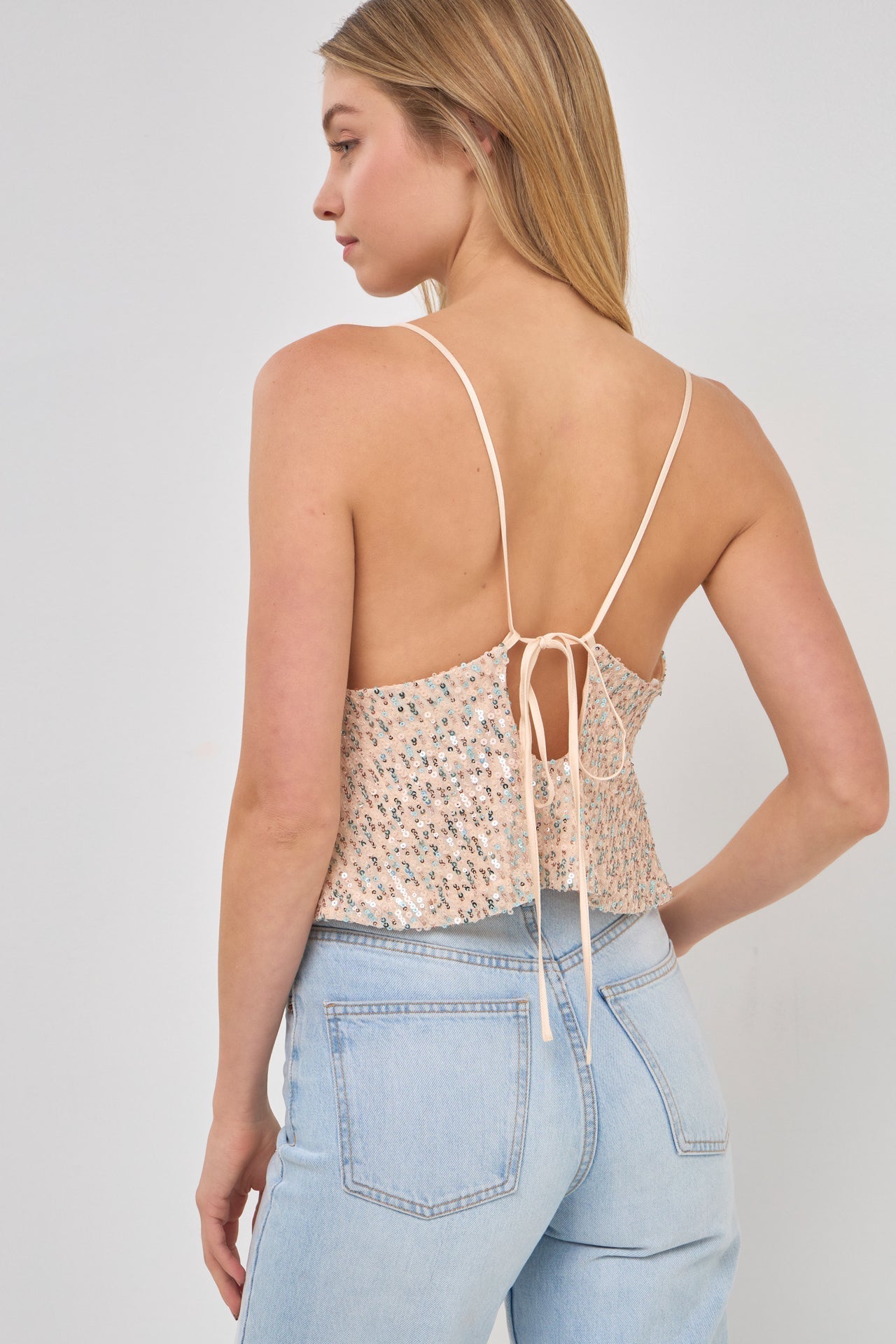 ENDLESS ROSE - Cowl Neck Sequin Top - TOPS available at Objectrare