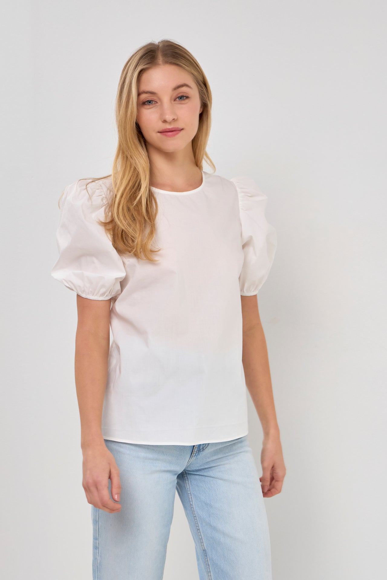 ENGLISH FACTORY - Open Back Bow Detail Top with Puff Sleeves - TOPS available at Objectrare