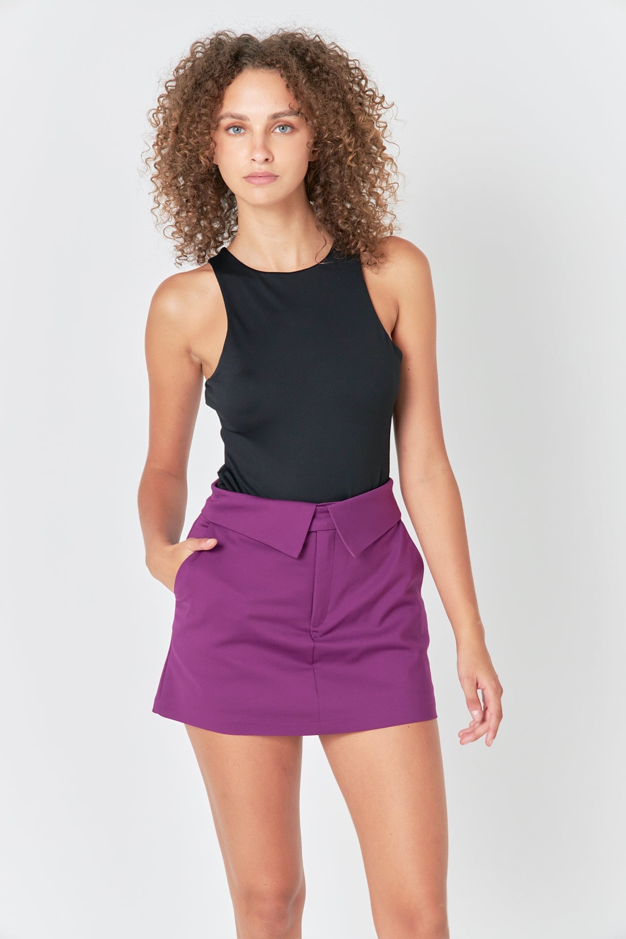 ENDLESS ROSE - Fold Waist Mini Skort - SKORTS available at Objectrare