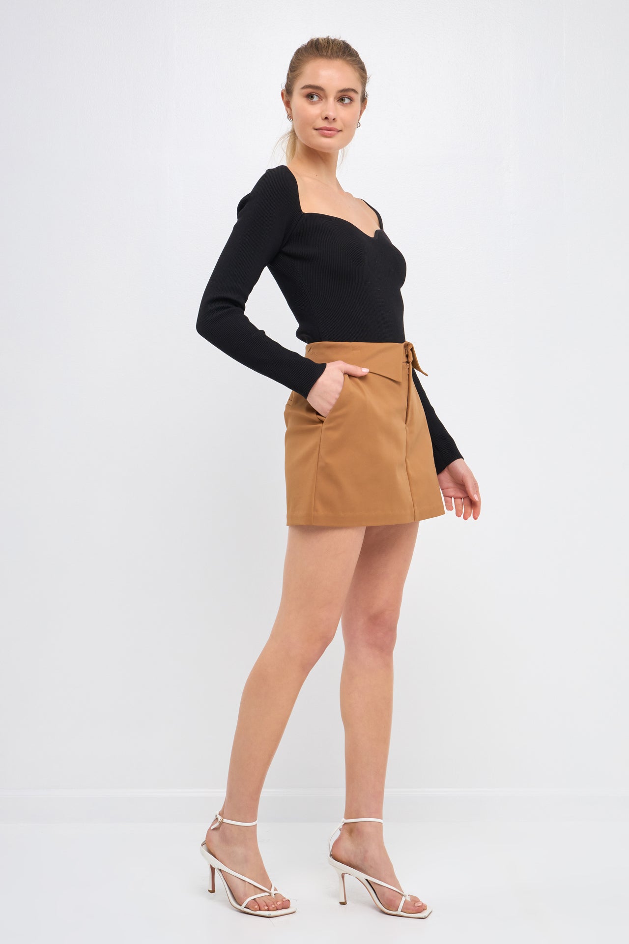ENDLESS ROSE - Fold Waist Mini Skort - SKORTS available at Objectrare