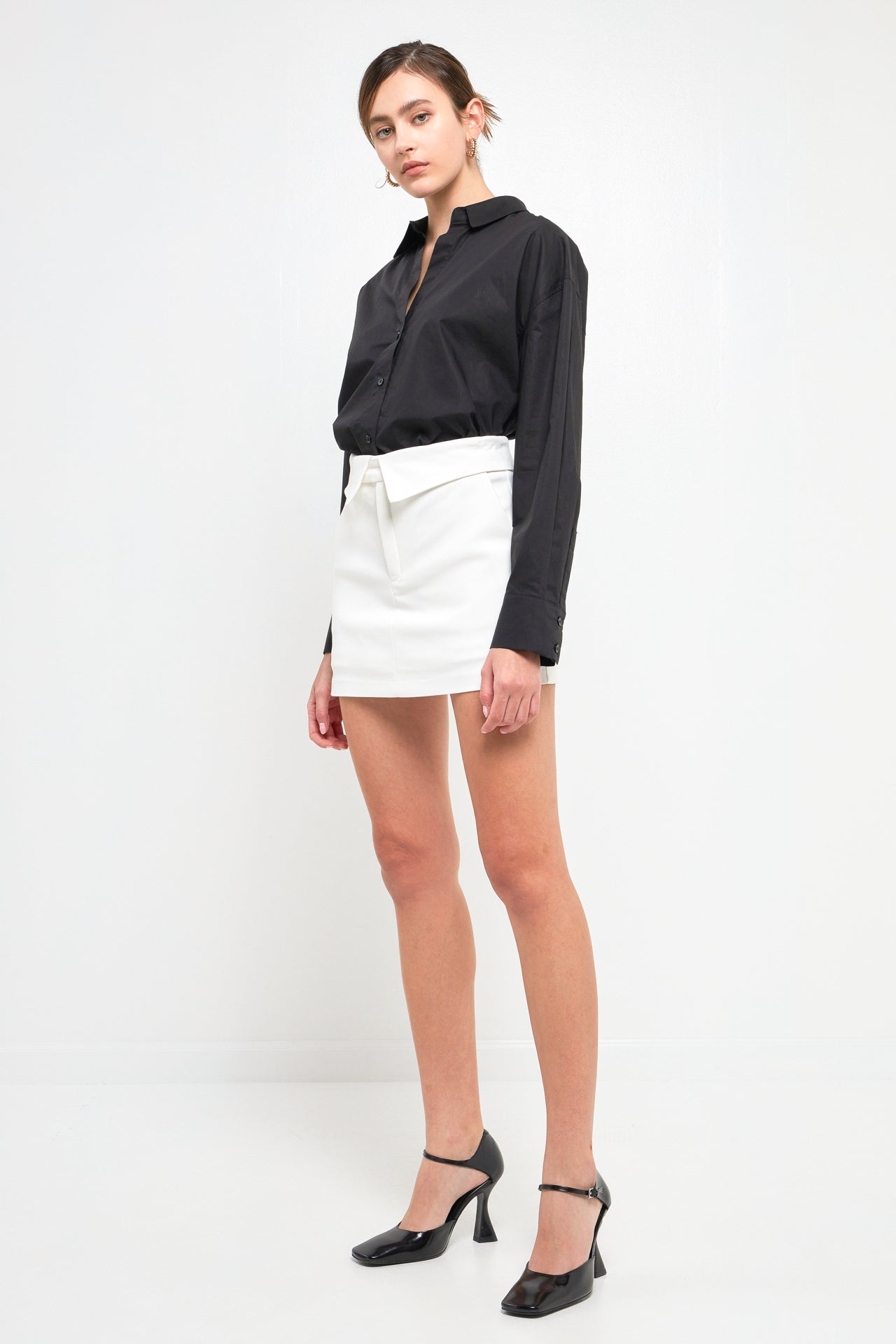 ENDLESS ROSE - Fold Waist Mini Skort - SKORTS available at Objectrare