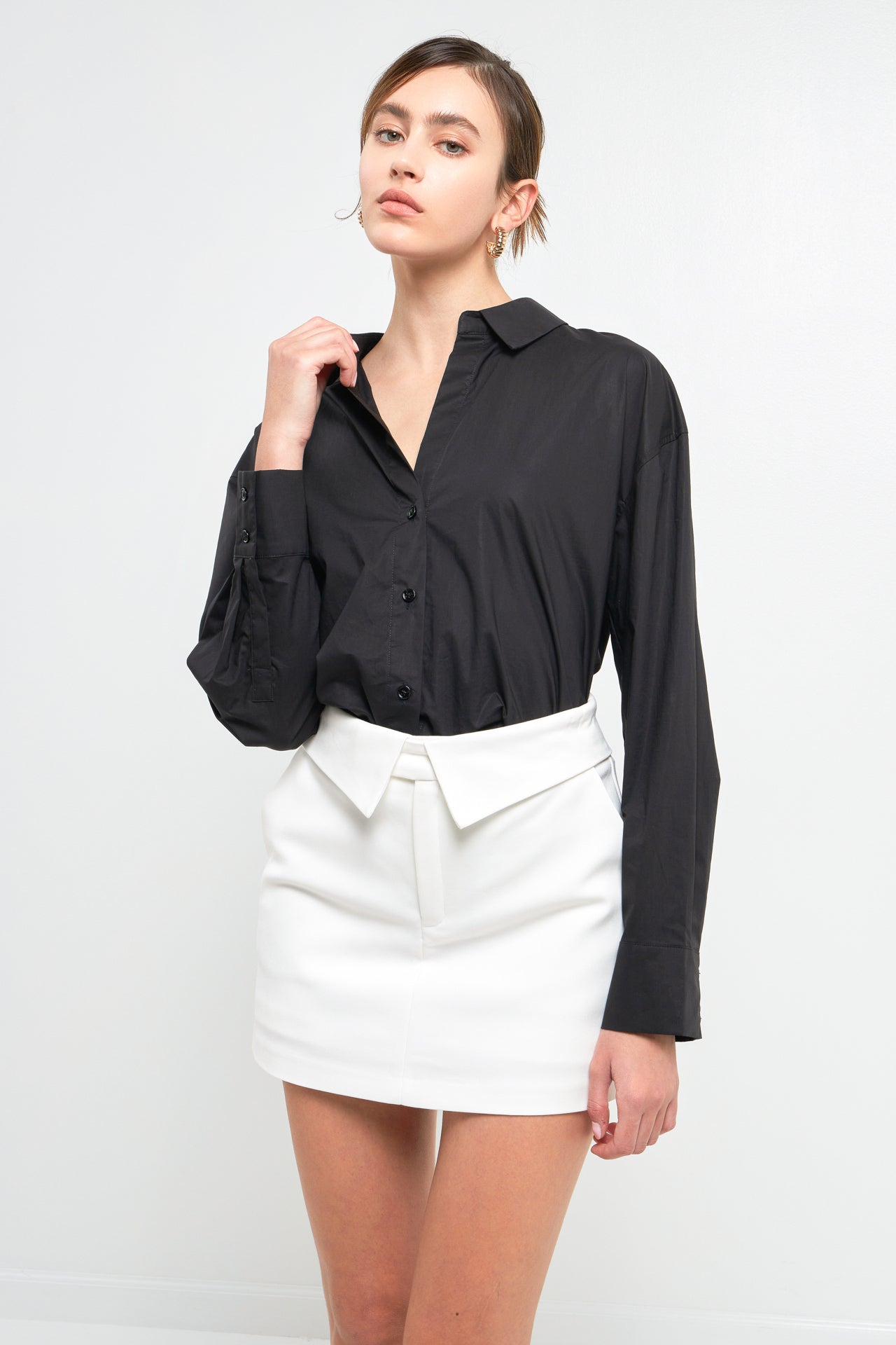 ENDLESS ROSE - Fold Waist Mini Skort - SKORTS available at Objectrare