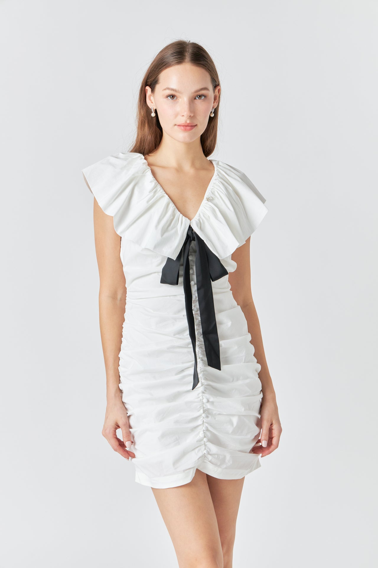 ENDLESS ROSE - Balloon Ruffle Pleated Mini Dress - DRESSES available at Objectrare