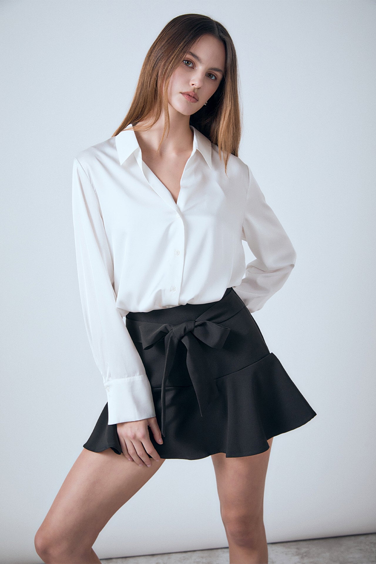 ENDLESS ROSE - Flounce Mini Skort with Waist Tie - SKORTS available at Objectrare