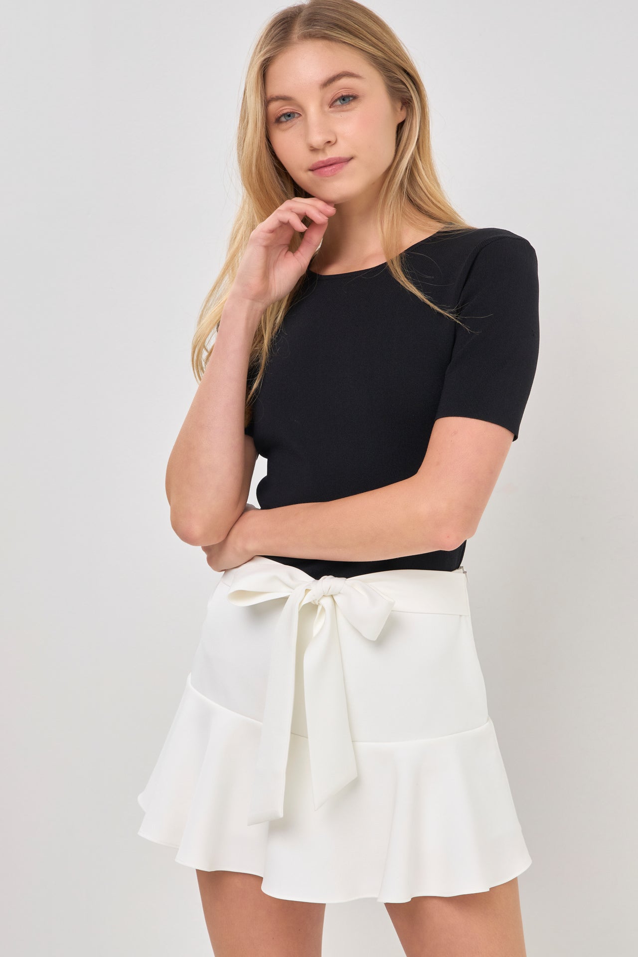 ENDLESS ROSE - Flounce Mini Skort with Waist Tie - SKORTS available at Objectrare