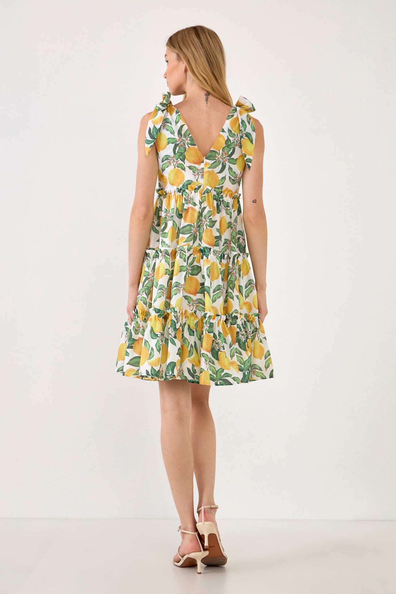 ENGLISH FACTORY - Lemon Print Tiered Mini Dress - DRESSES available at Objectrare