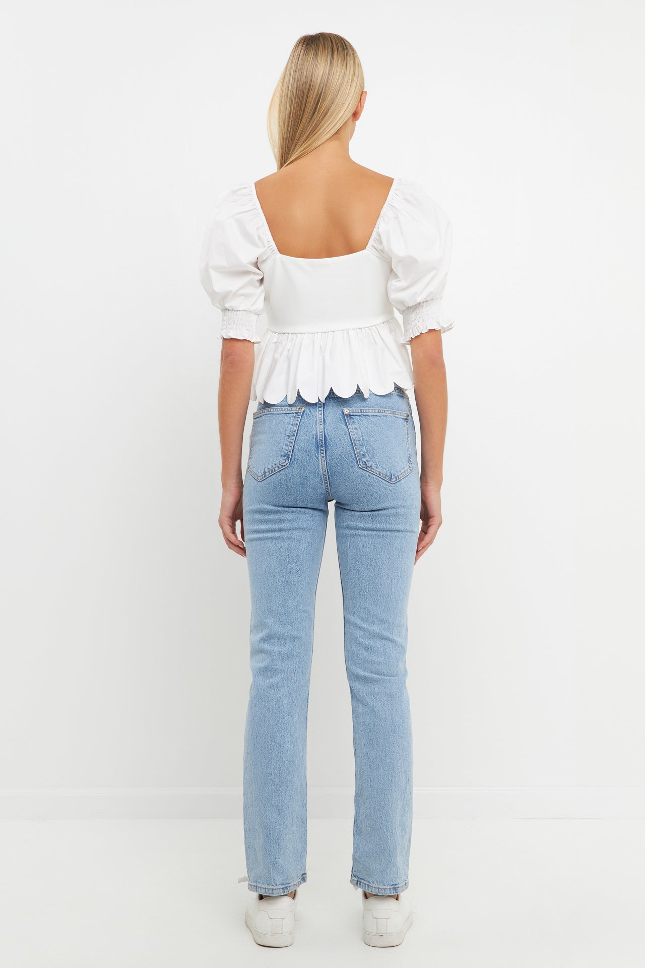 ENGLISH FACTORY - Mixed Media Scalloped Edge Top - TOPS available at Objectrare