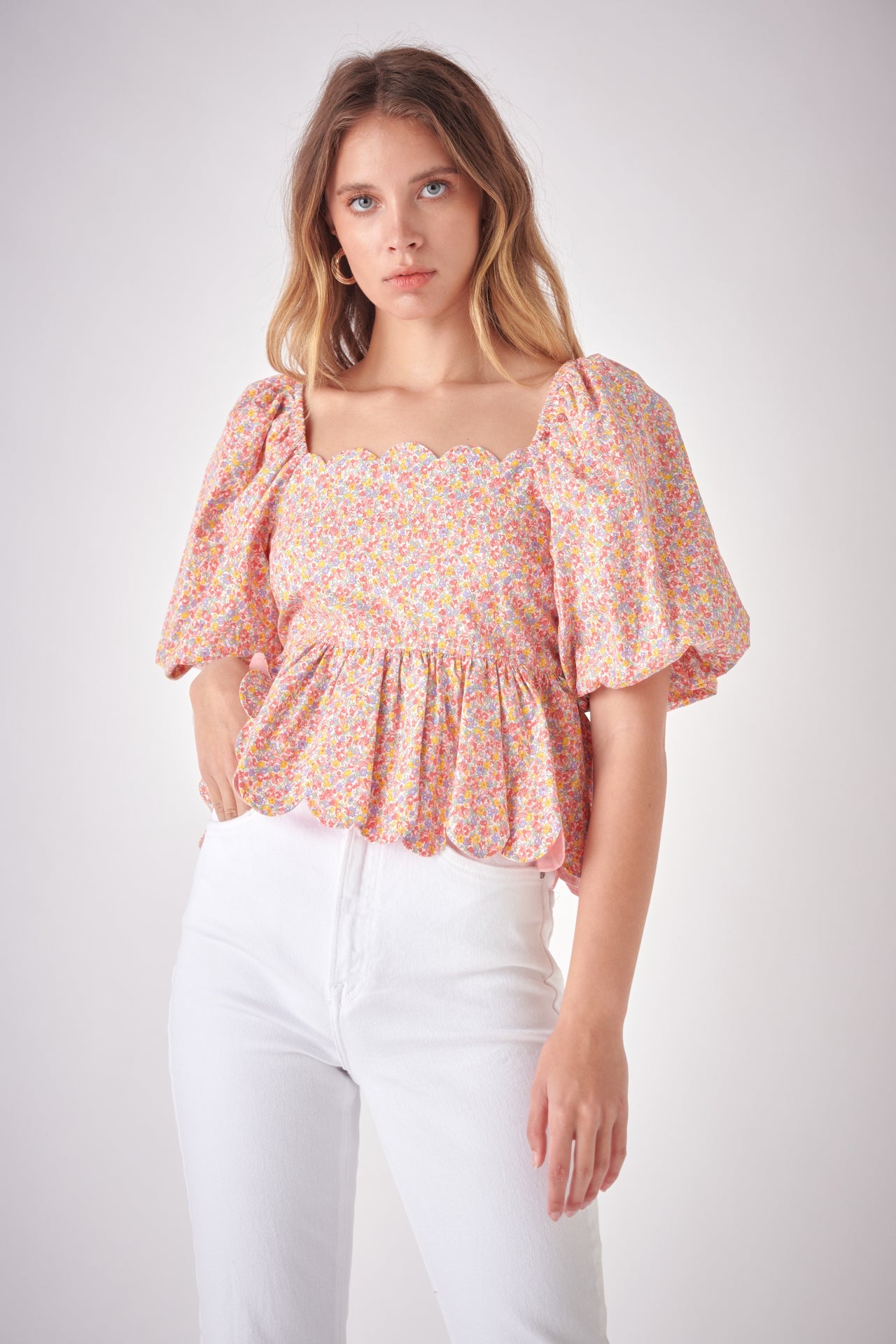 FREE THE ROSES - Scalloped Detail Top - TOPS available at Objectrare