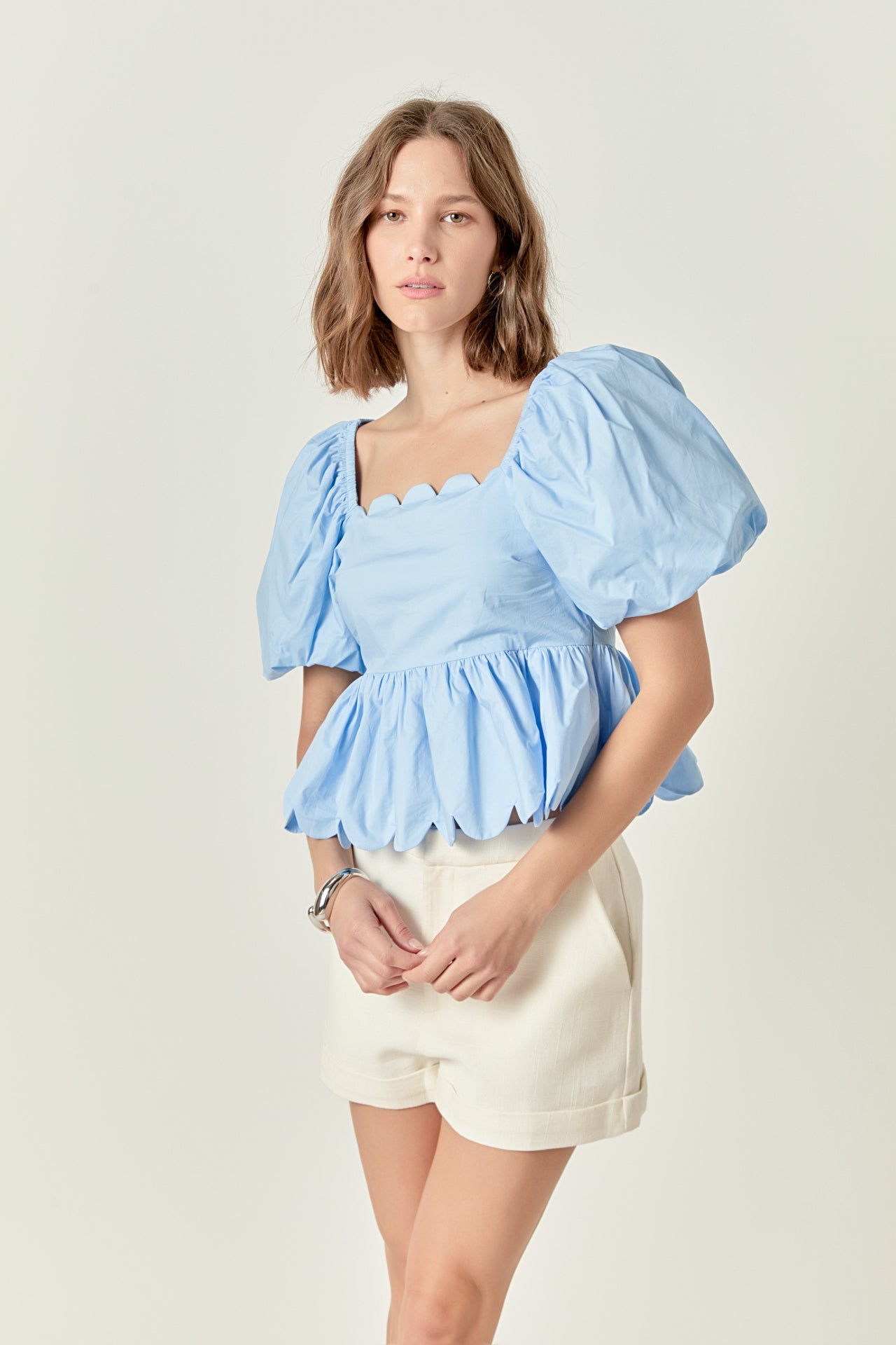 ENGLISH FACTORY - Scalloped Detail Top - TOPS available at Objectrare