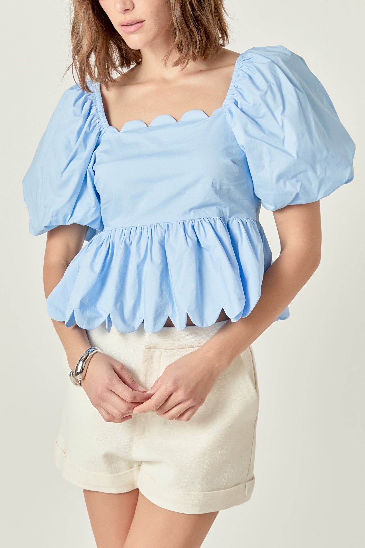 ENGLISH FACTORY - Scalloped Detail Top - TOPS available at Objectrare