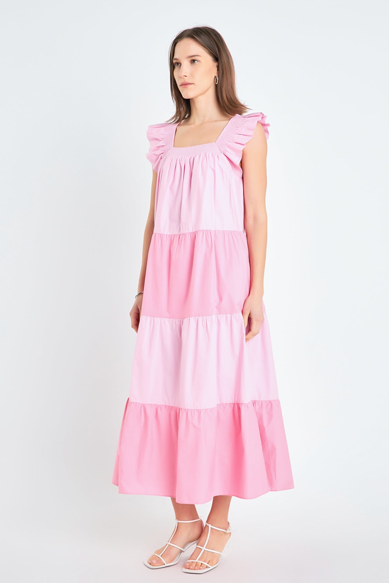 ENGLISH FACTORY - Ruffle Detail Colorblock Midi Dress - DRESSES available at Objectrare