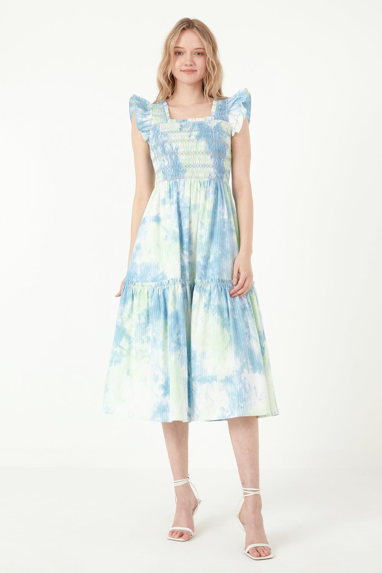 FREE THE ROSES - Tie dye Smocked Detail Midi Dress - DRESSES available at Objectrare