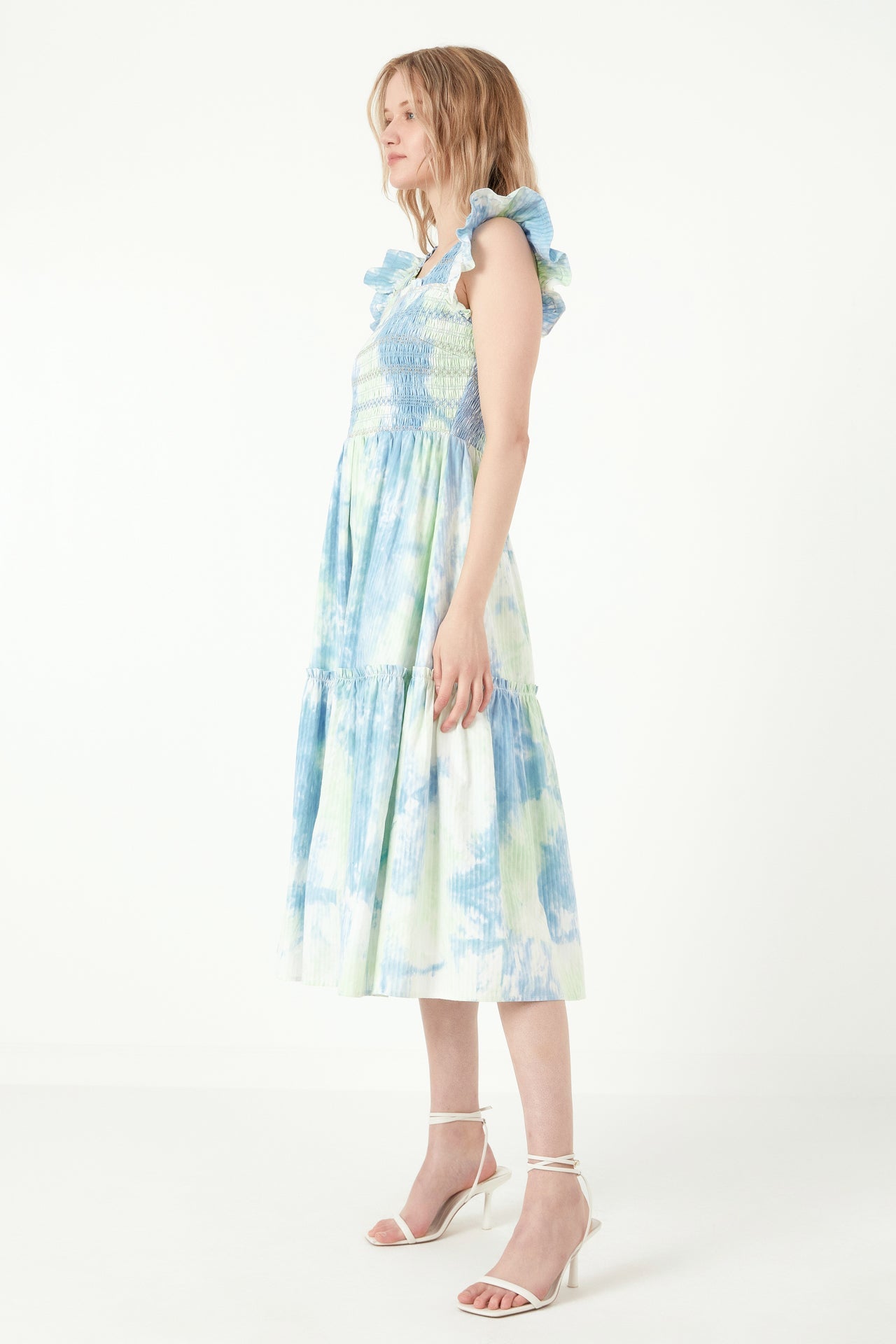 FREE THE ROSES - Tie dye Smocked Detail Midi Dress - DRESSES available at Objectrare