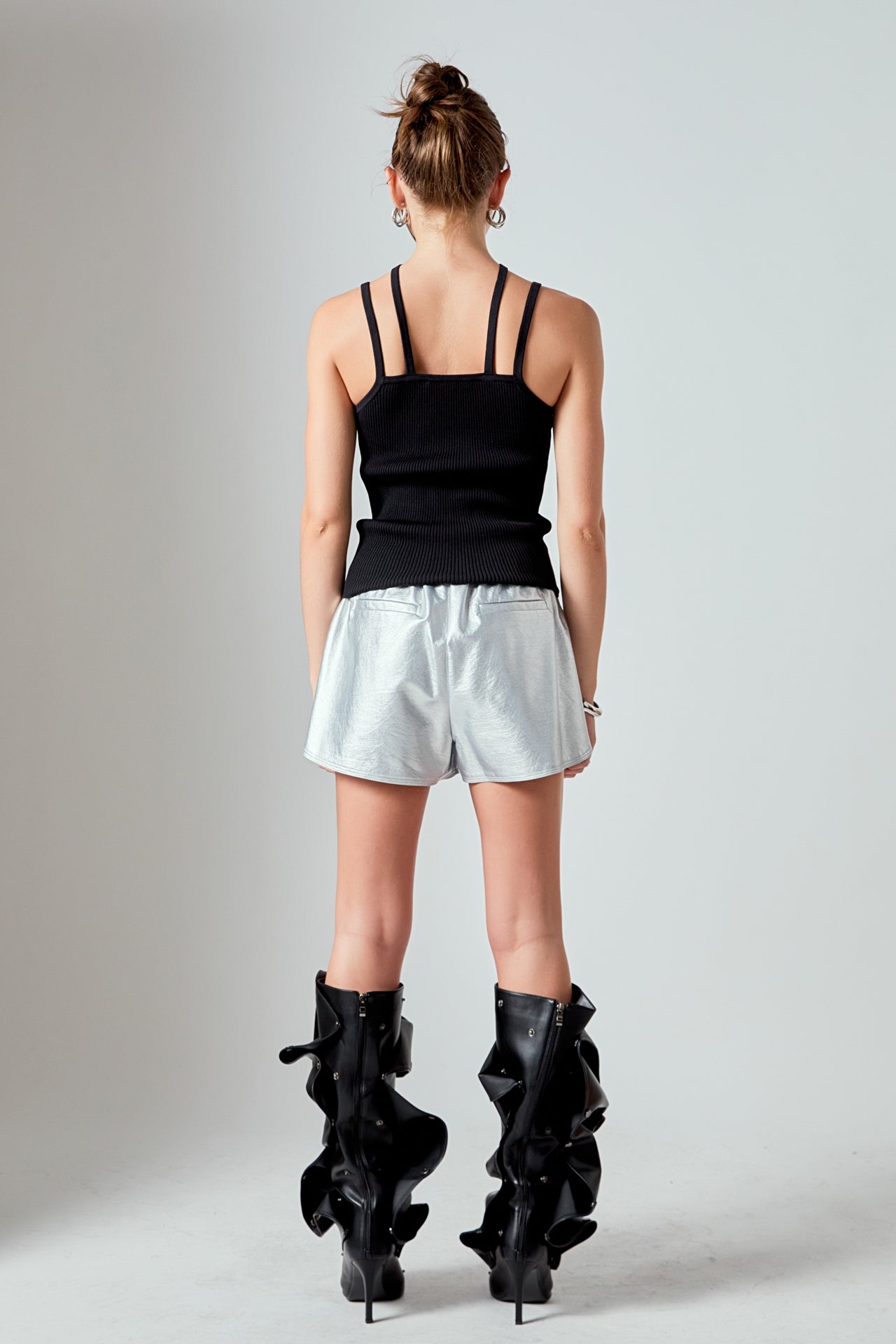 ENDLESS ROSE - Strap Detail Fitted Knit Top - CAMI TOPS & TANK available at Objectrare