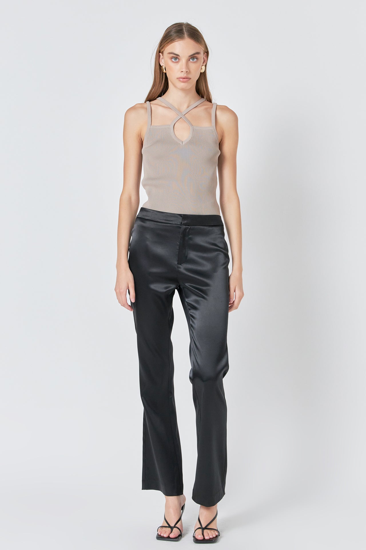 Strap Detail Fitted Knit Top