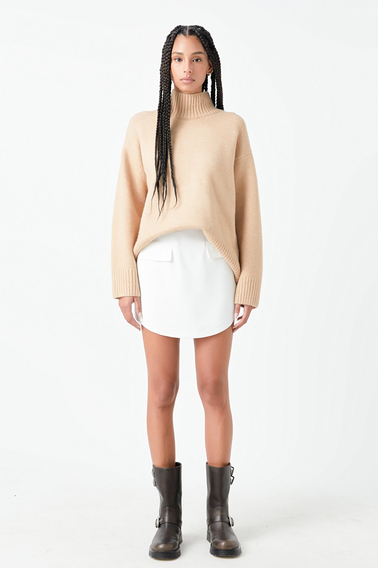GREY LAB - Curved Opening Mini Skirt - SKIRTS available at Objectrare