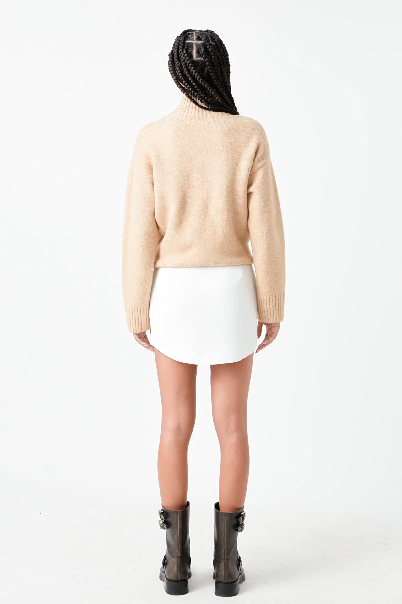 GREY LAB - Curved Opening Mini Skirt - SKIRTS available at Objectrare