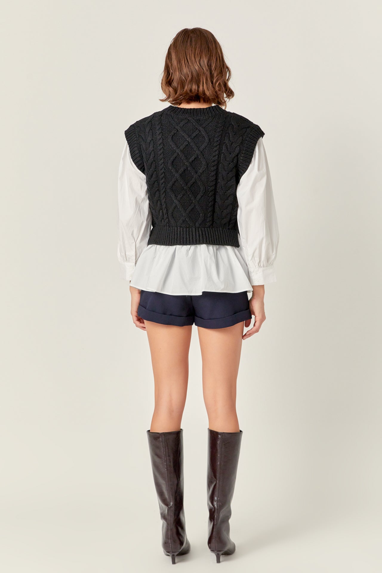 ENGLISH FACTORY - Mixed Media Cable Detail Sweater - SWEATERS & KNITS available at Objectrare