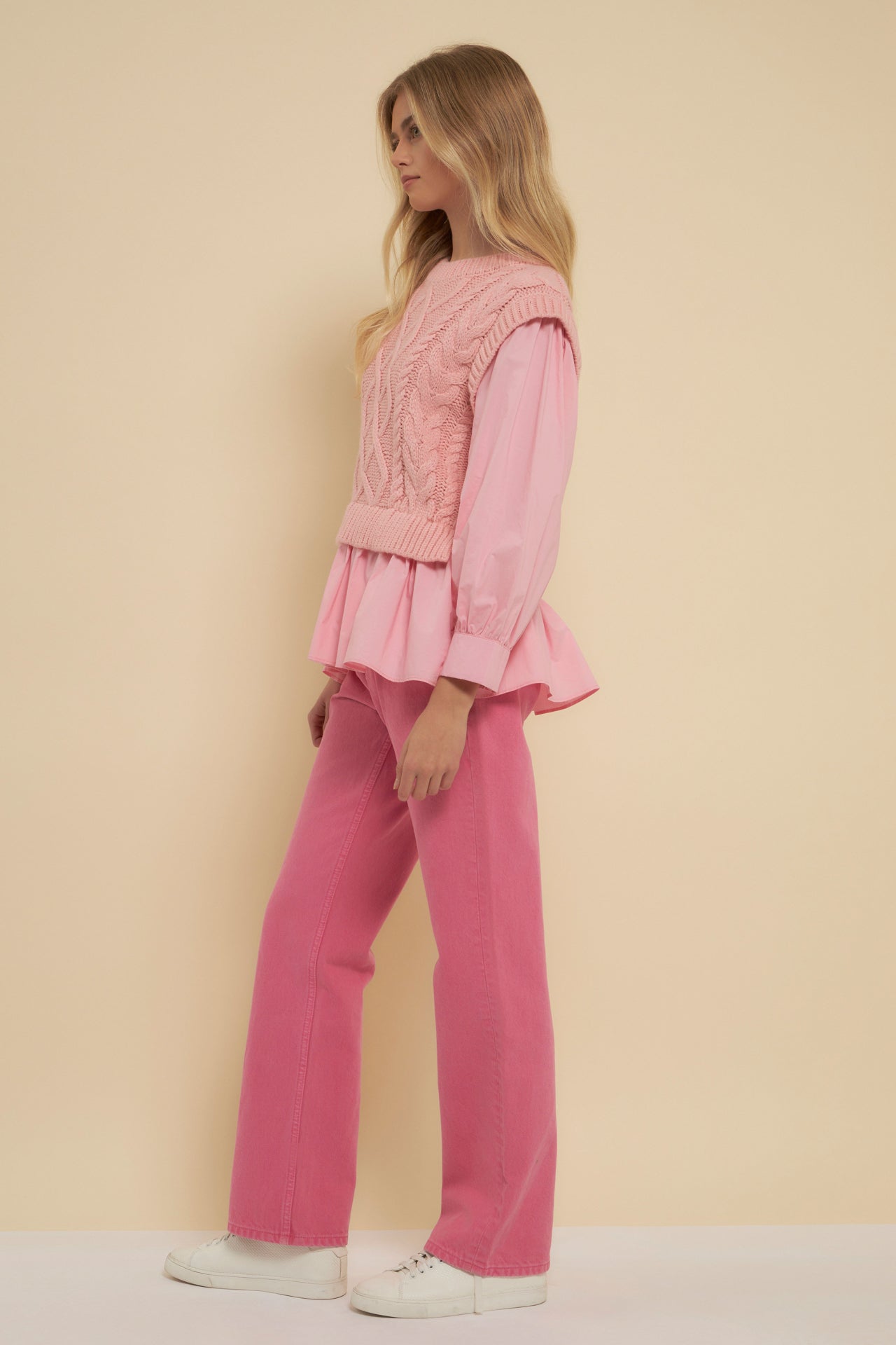 ENGLISH FACTORY - Mixed Media Cable Detail Sweater - SWEATERS & KNITS available at Objectrare