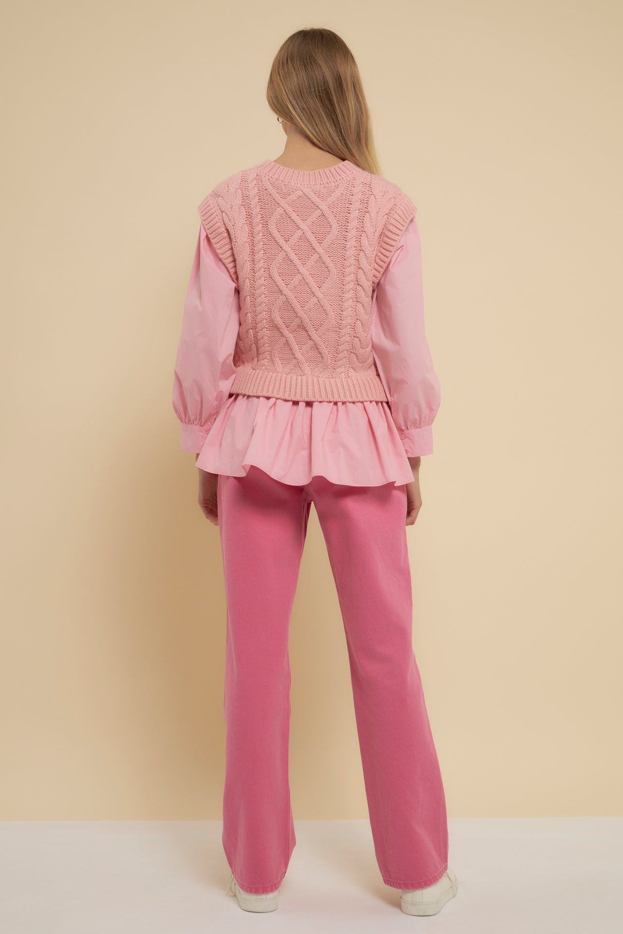 ENGLISH FACTORY - Mixed Media Cable Detail Sweater - SWEATERS & KNITS available at Objectrare