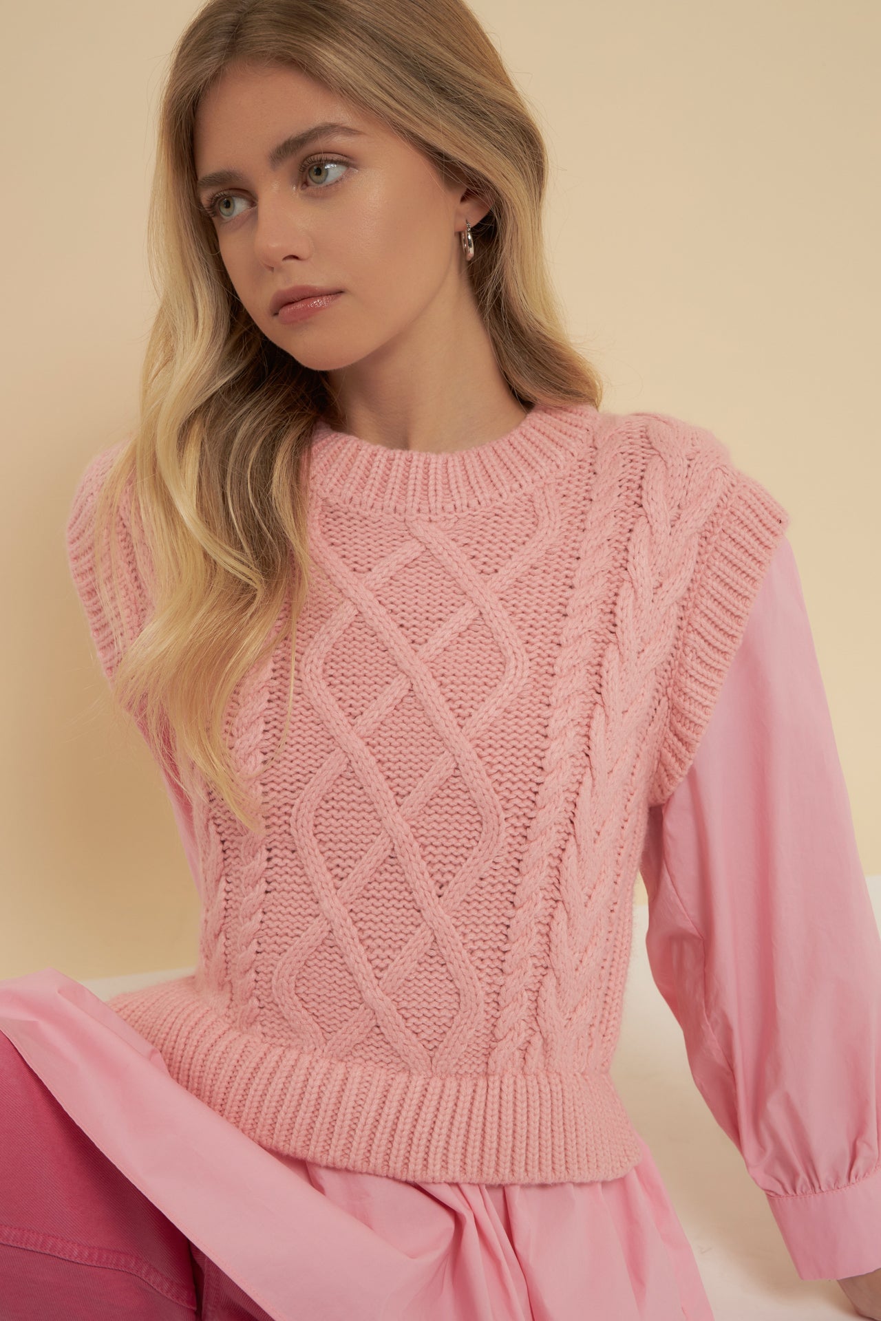 ENGLISH FACTORY - Mixed Media Cable Detail Sweater - SWEATERS & KNITS available at Objectrare