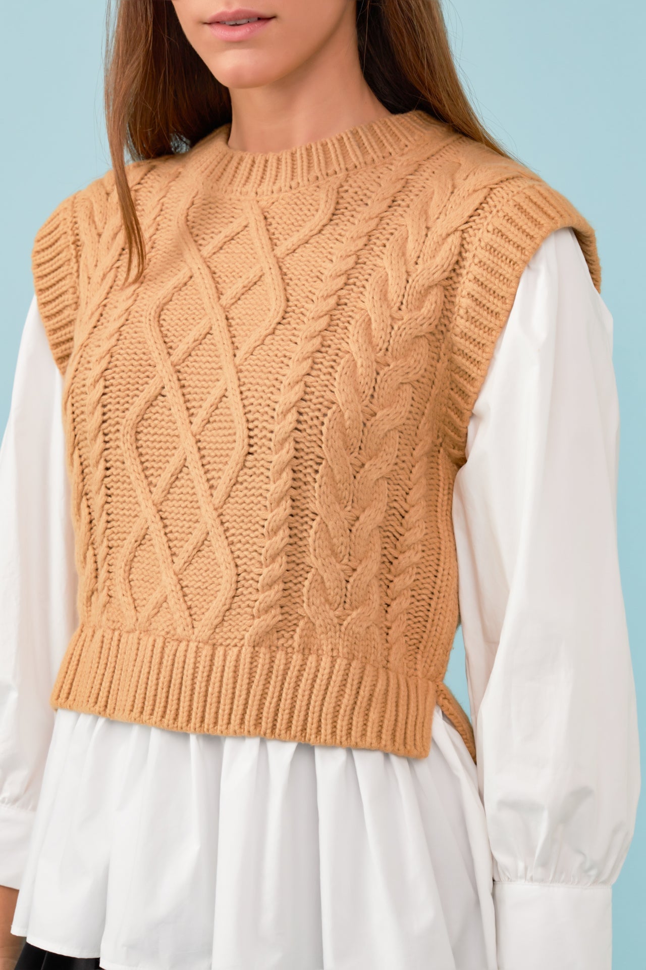 ENGLISH FACTORY - Mixed Media Cable Detail Sweater - SWEATERS & KNITS available at Objectrare