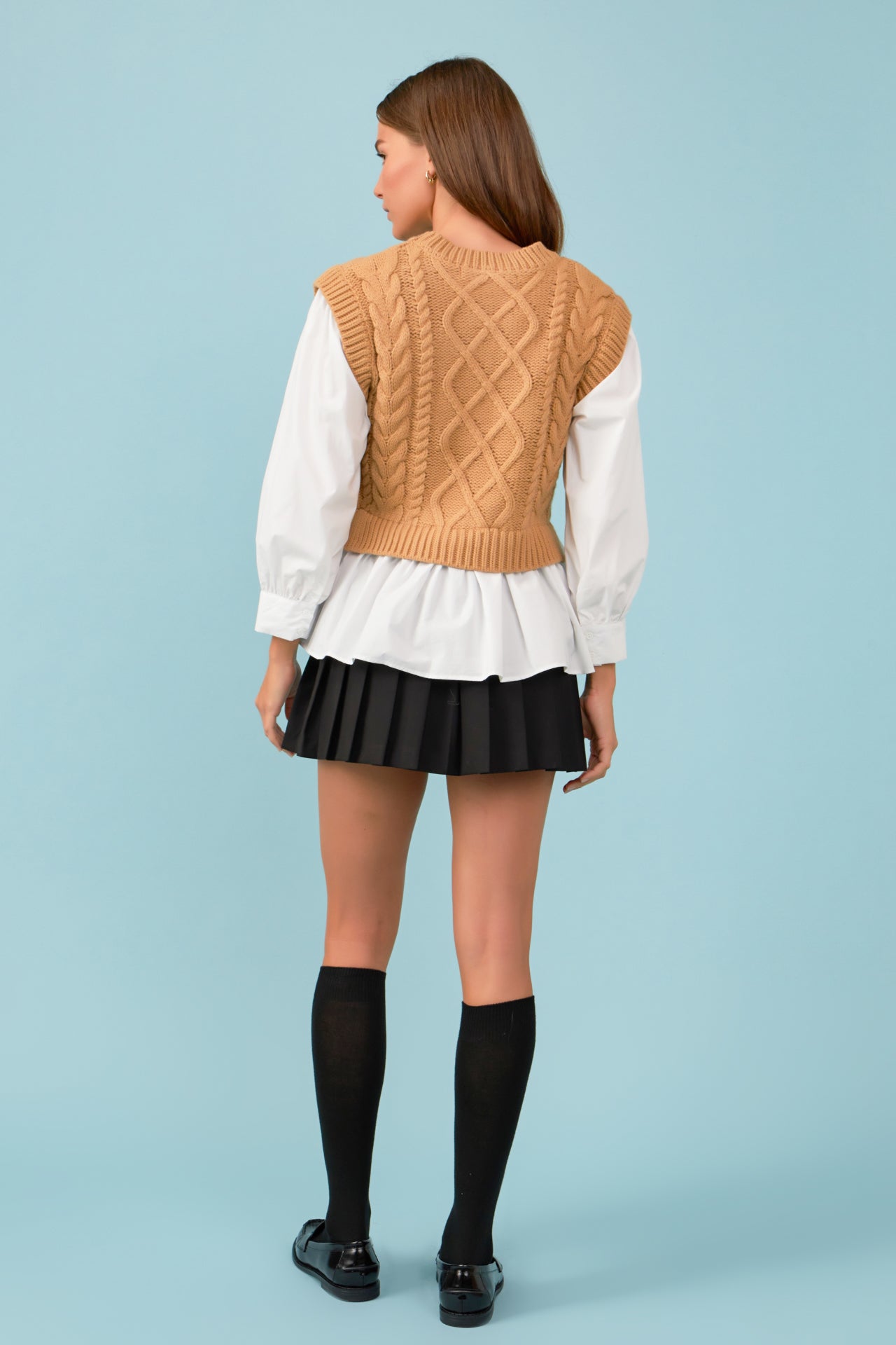 ENGLISH FACTORY - Mixed Media Cable Detail Sweater - SWEATERS & KNITS available at Objectrare