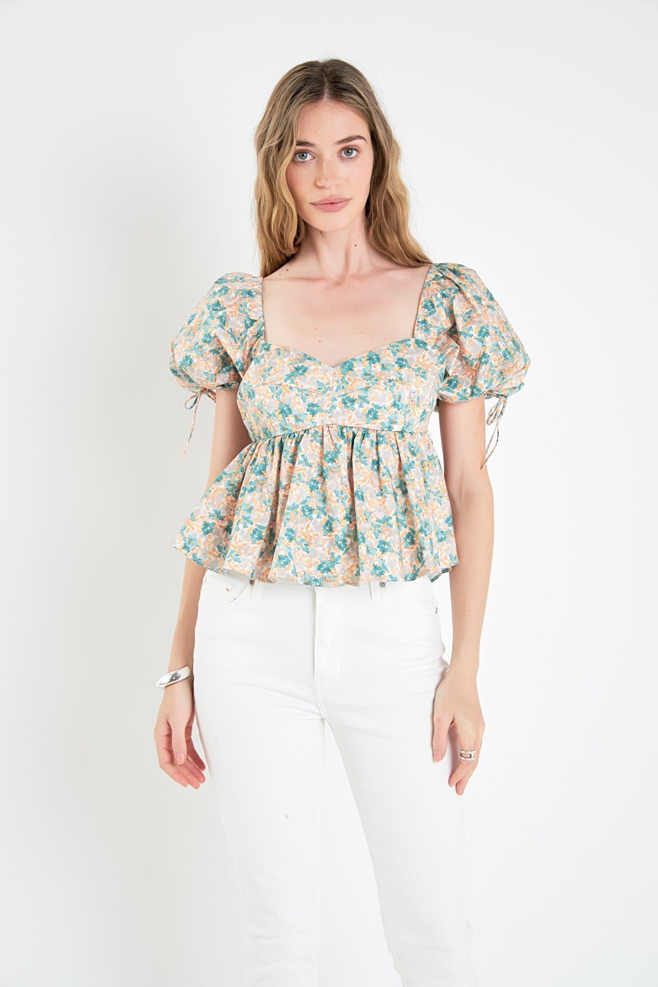 ENGLISH FACTORY - Floral Puff Sleeve Top - TOPS available at Objectrare