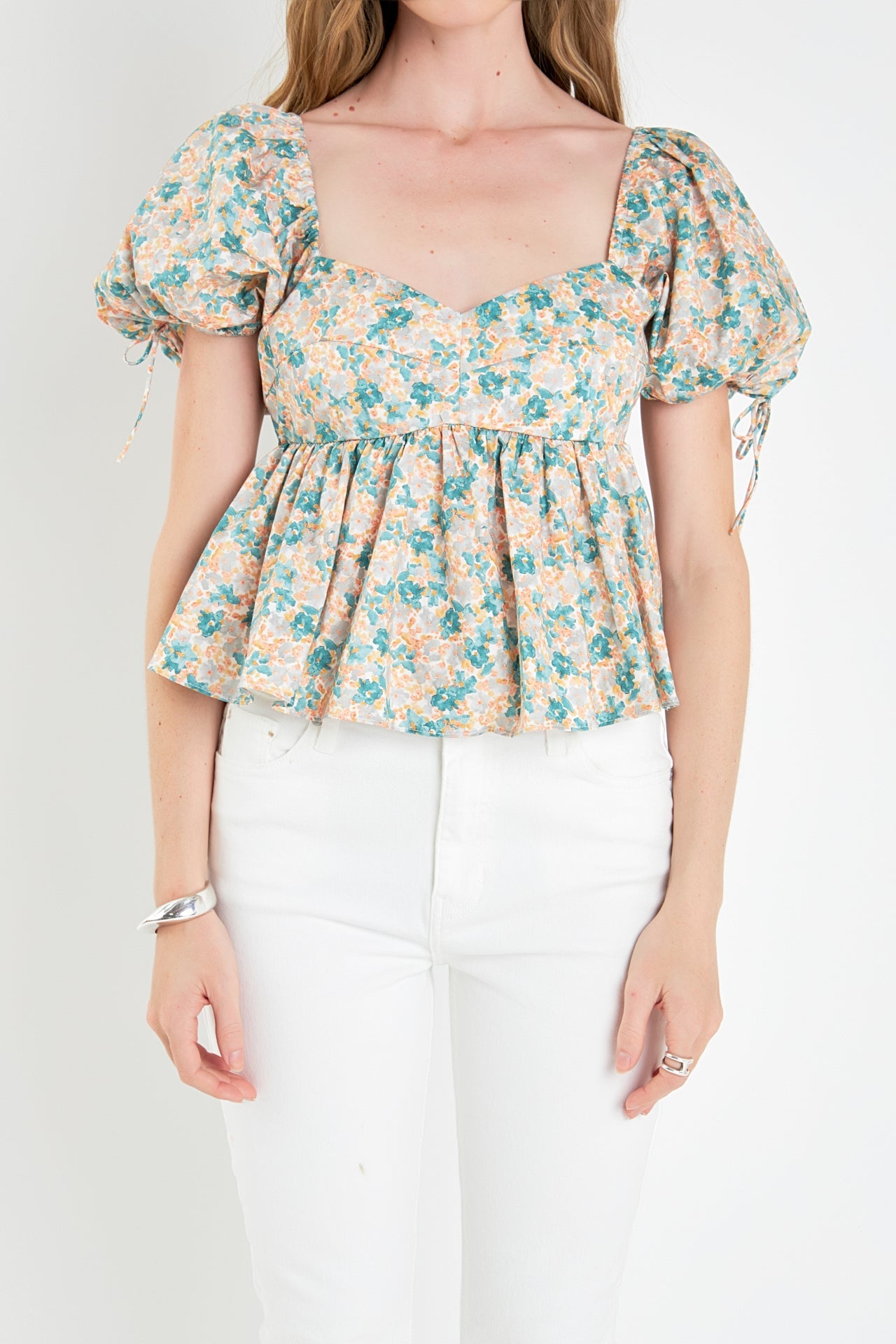 ENGLISH FACTORY - Floral Puff Sleeve Top - TOPS available at Objectrare