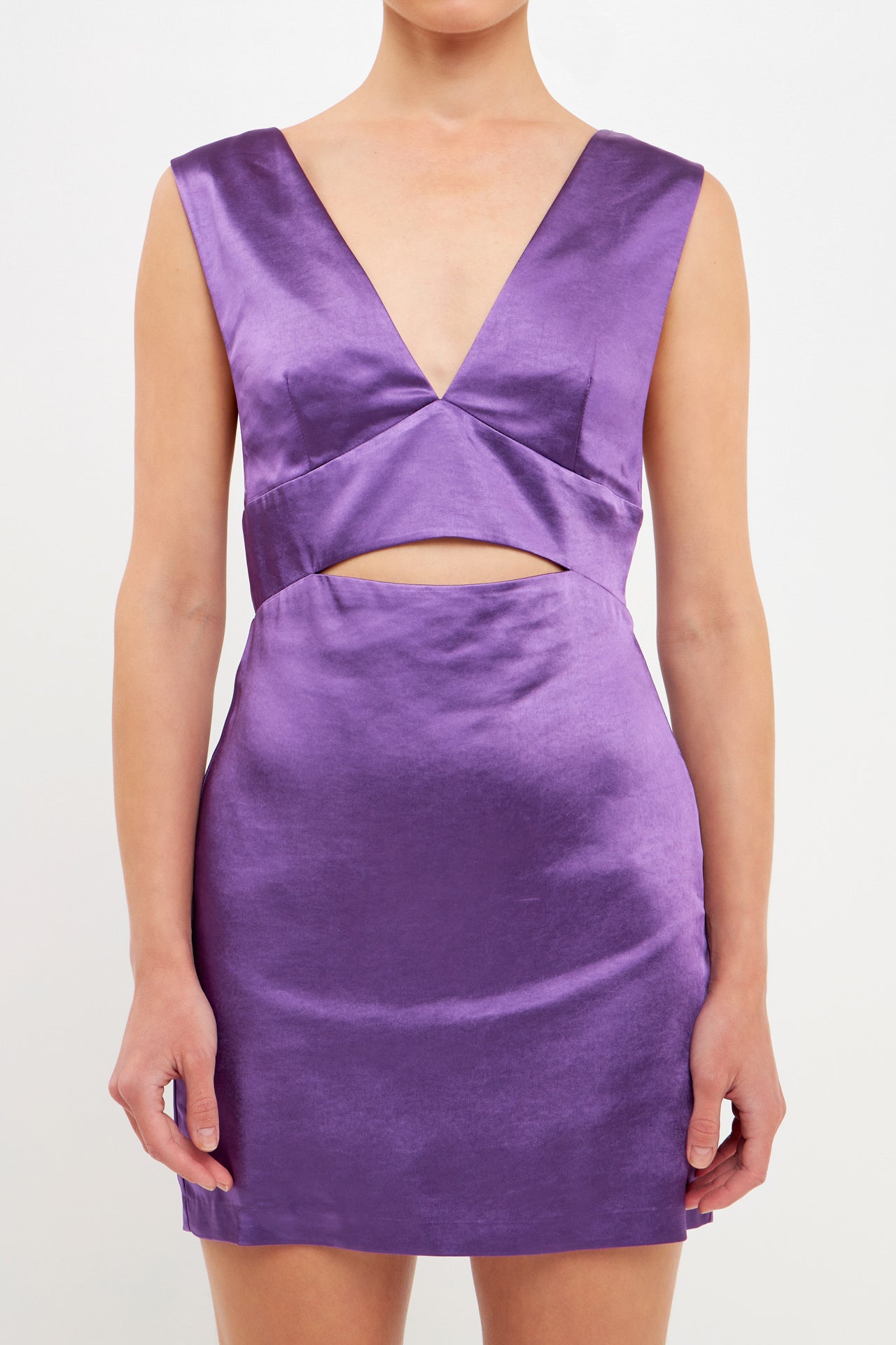 ENDLESS ROSE - Satin Cut-Out Mini Dress - DRESSES available at Objectrare