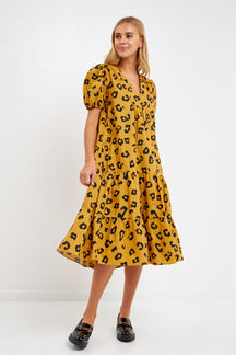 ENGLISH FACTORY - Animal Print Midi Dress - DRESSES available at Objectrare