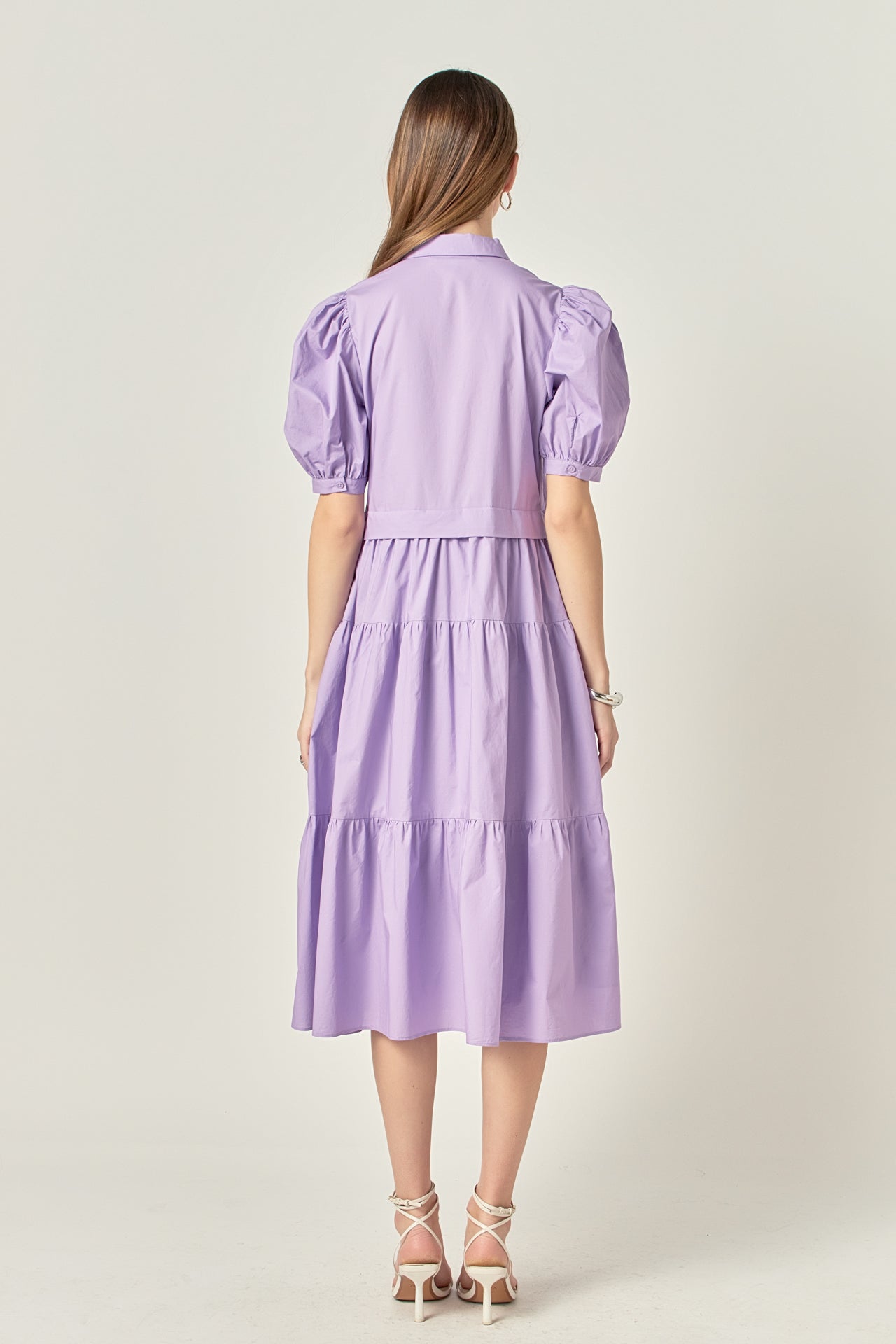 ENGLISH FACTORY - Button Closure Puff Sleeve Midi Dress - DRESSES available at Objectrare