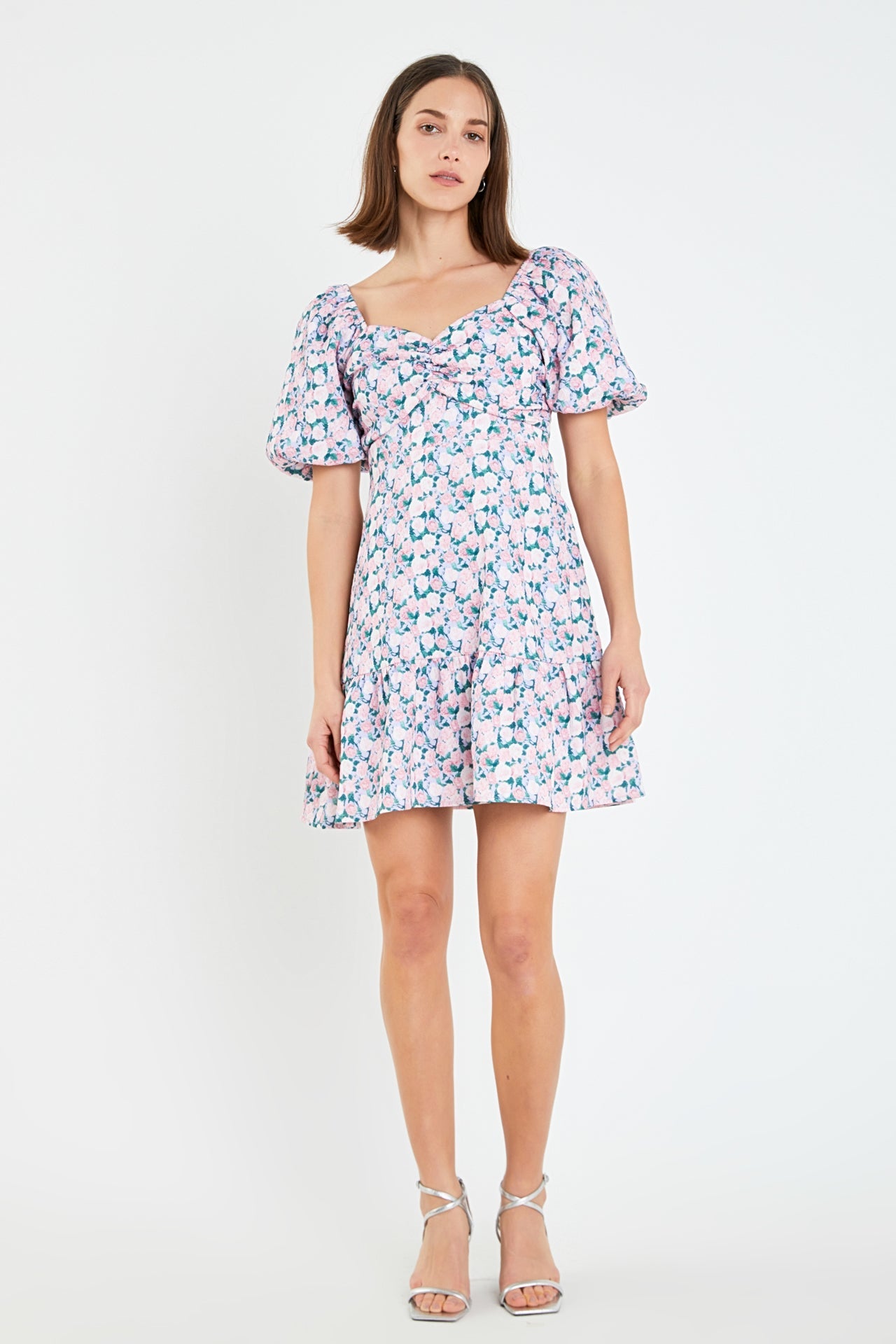 Floral Puff Sleeve Mini Dress