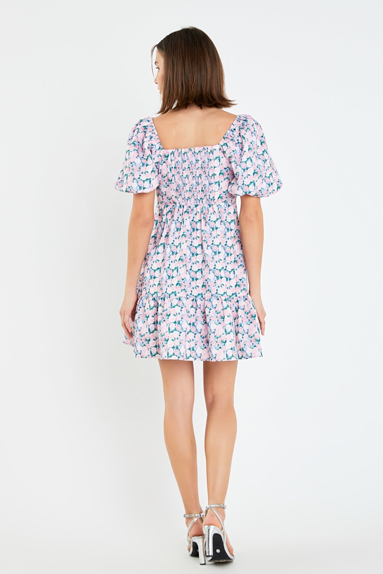 Floral Puff Sleeve Mini Dress