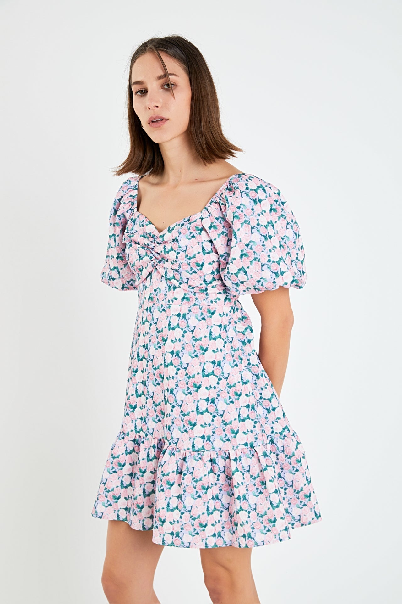ENGLISH FACTORY - Floral Puff Sleeve Mini Dress - DRESSES available at Objectrare