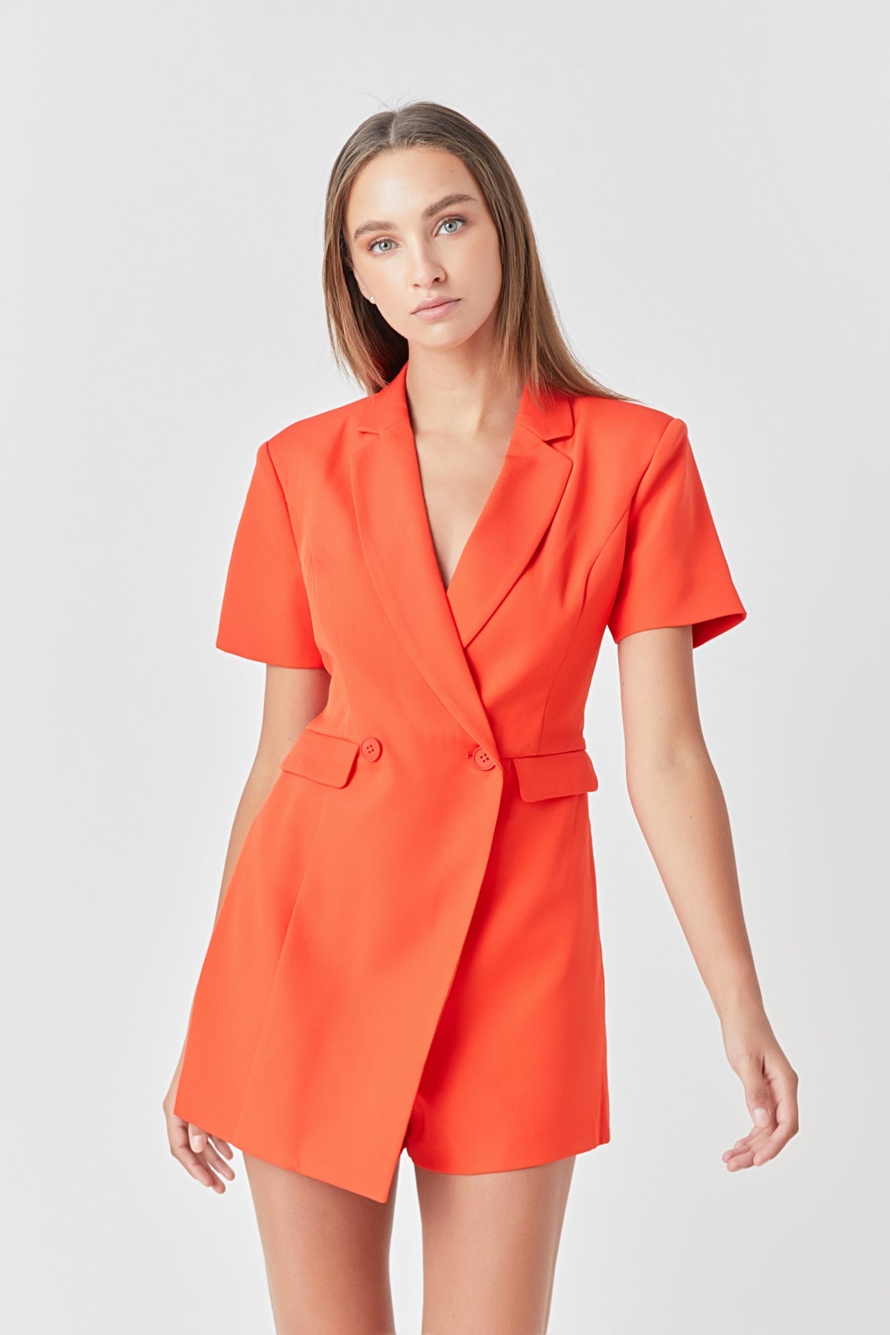 ENDLESS ROSE - Short Sleeve Blazer Romper - ROMPERS available at Objectrare