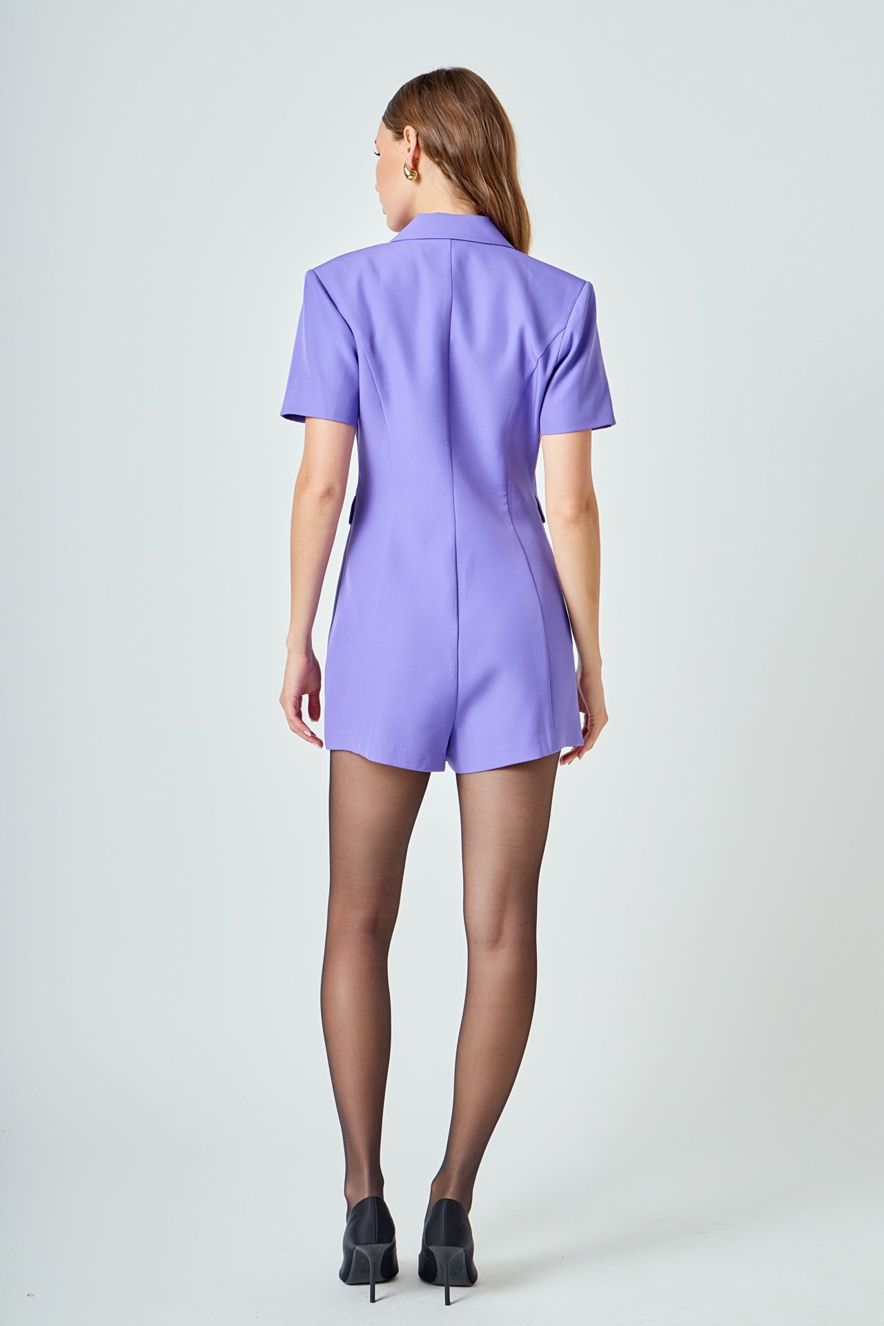 ENDLESS ROSE - Short Sleeve Blazer Romper - ROMPERS available at Objectrare