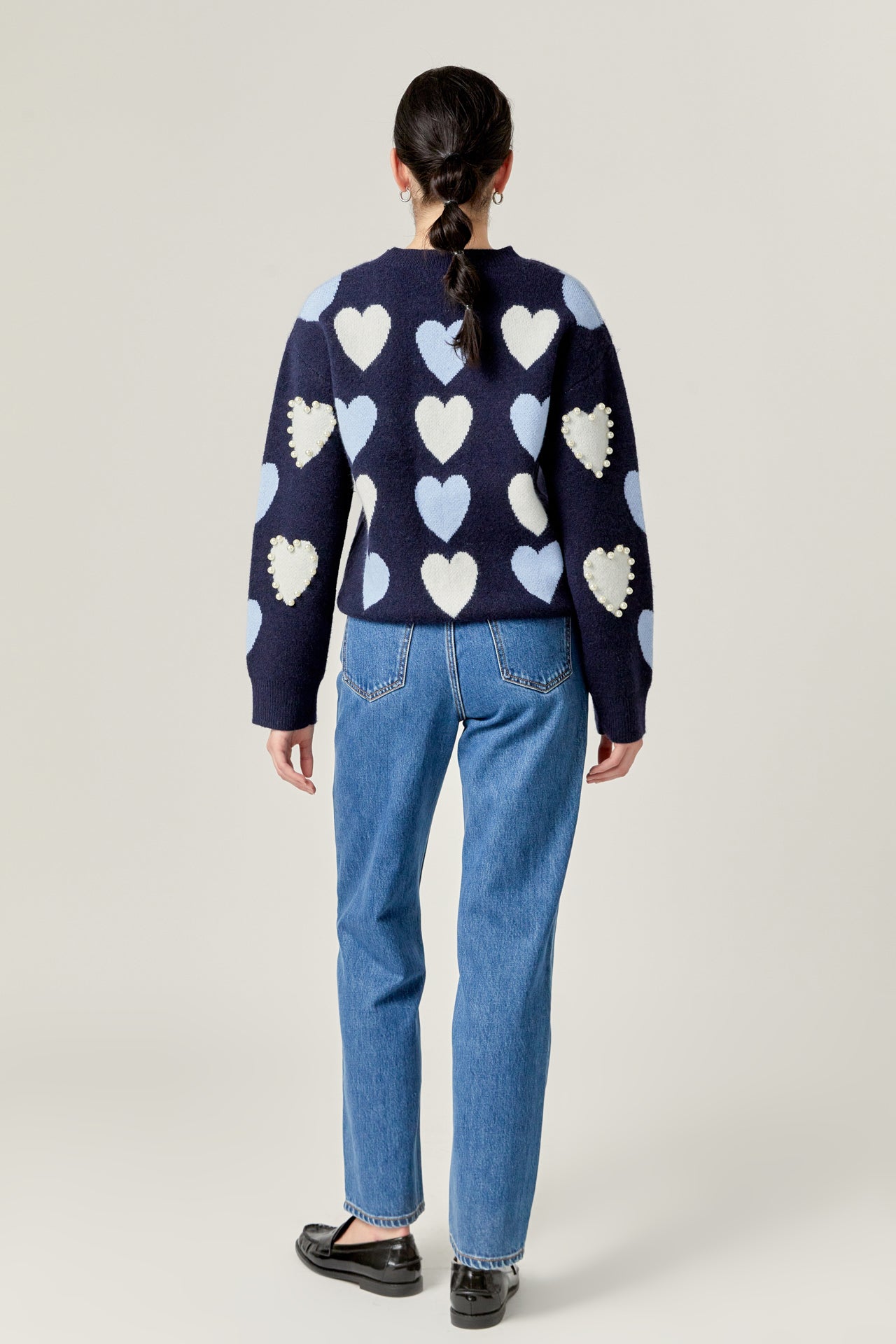 ENGLISH FACTORY - Pearl with Heart Pattern Sweater - SWEATERS & KNITS available at Objectrare
