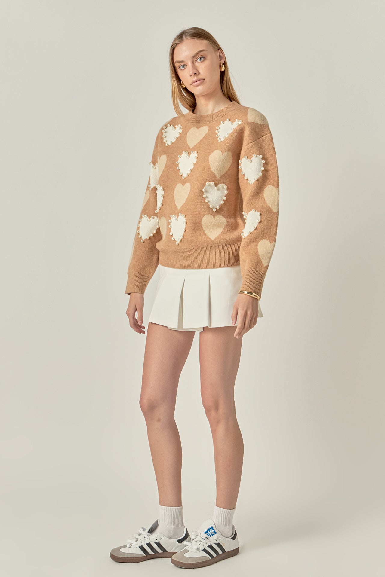 ENGLISH FACTORY - Pearl with Heart Pattern Sweater - SWEATERS & KNITS available at Objectrare