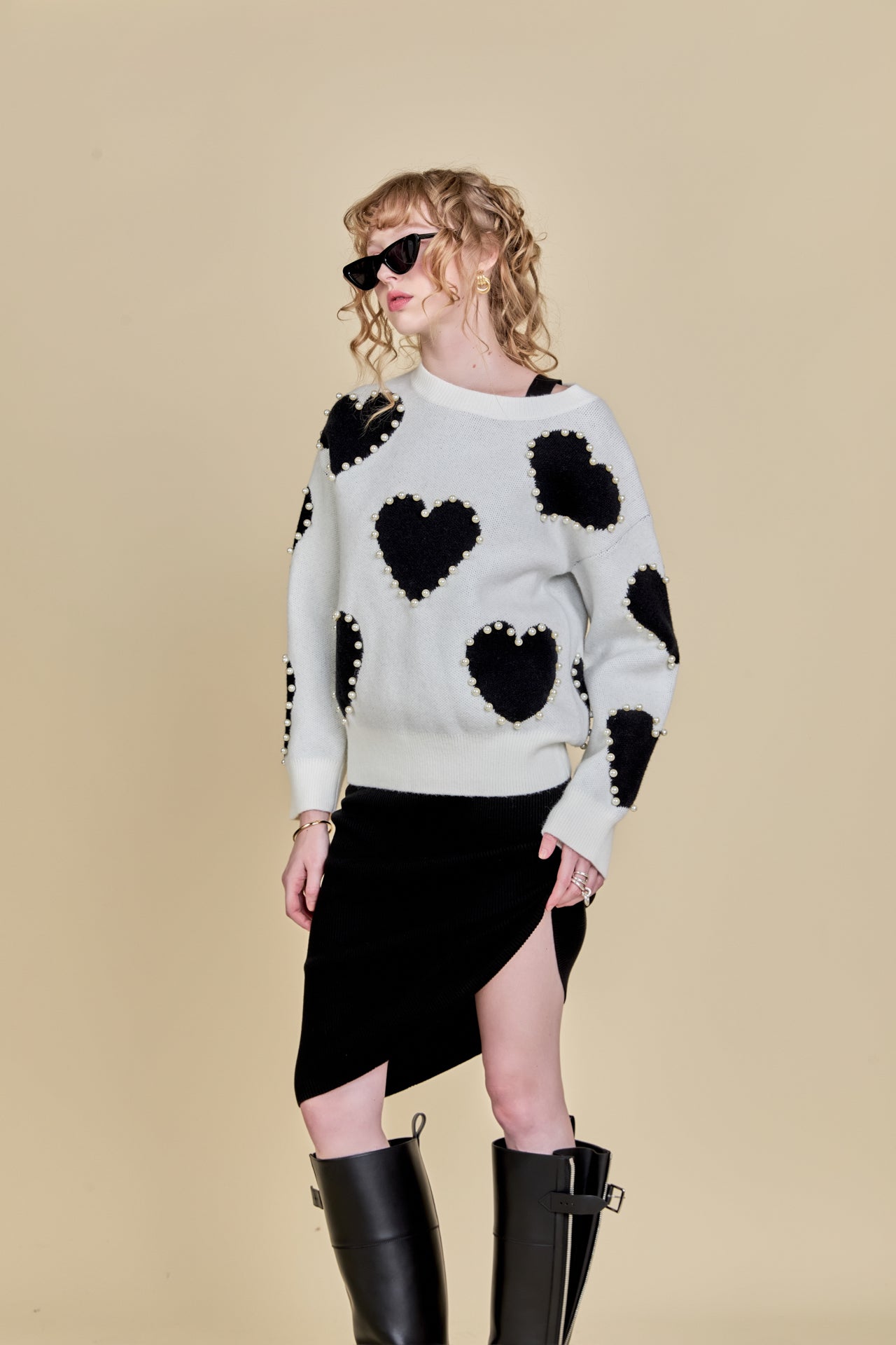 ENGLISH FACTORY - Long-Sleeve Heart Sweater - SWEATERS & KNITS available at Objectrare