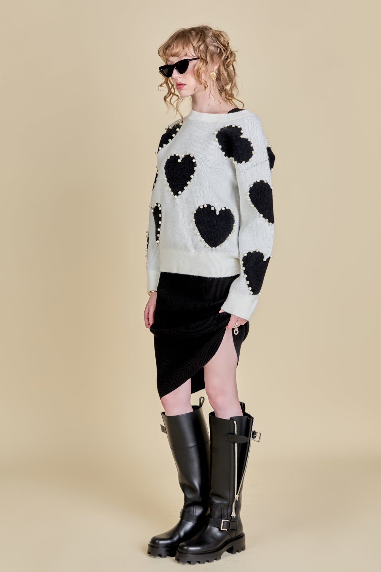 ENGLISH FACTORY - Long-Sleeve Heart Sweater - SWEATERS & KNITS available at Objectrare