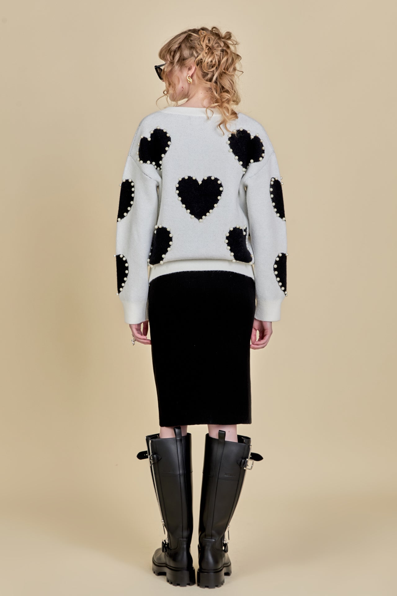 ENGLISH FACTORY - Long-Sleeve Heart Sweater - SWEATERS & KNITS available at Objectrare
