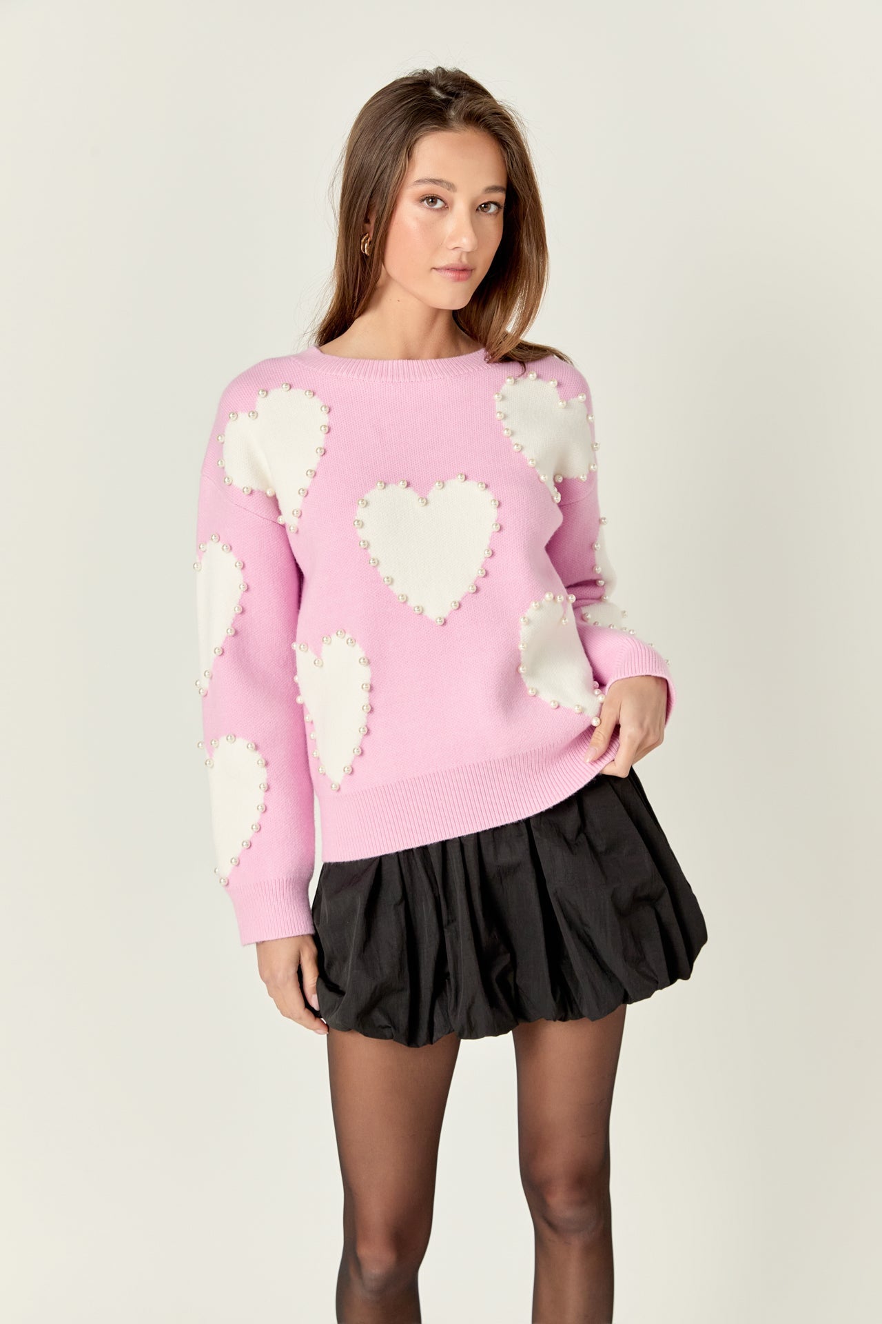 ENGLISH FACTORY - Long-Sleeve Heart Sweater - SWEATERS & KNITS available at Objectrare