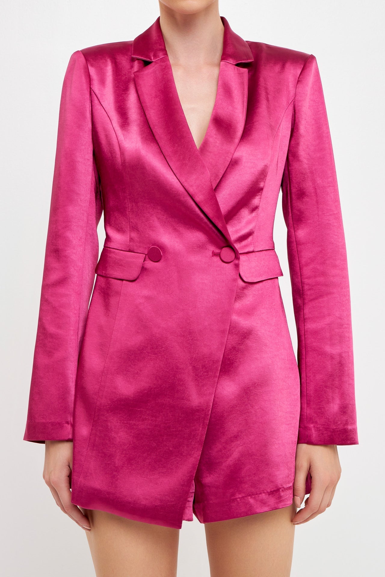 ENDLESS ROSE - Satin Blazer Romper - ROMPERS available at Objectrare