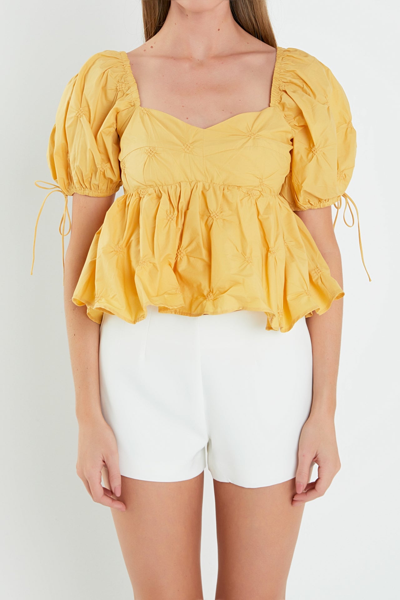 ENGLISH FACTORY - Textured Babydoll Top - TOPS available at Objectrare