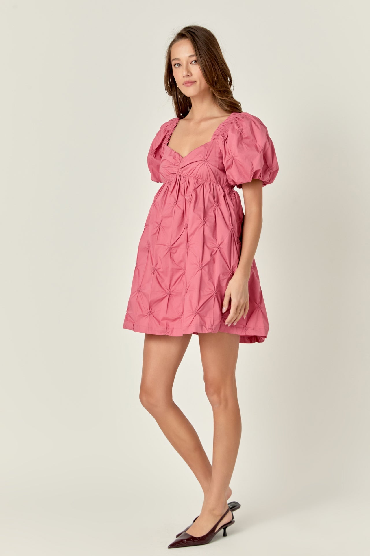 ENGLISH FACTORY - Textured Babydoll Mini Dress - DRESSES available at Objectrare