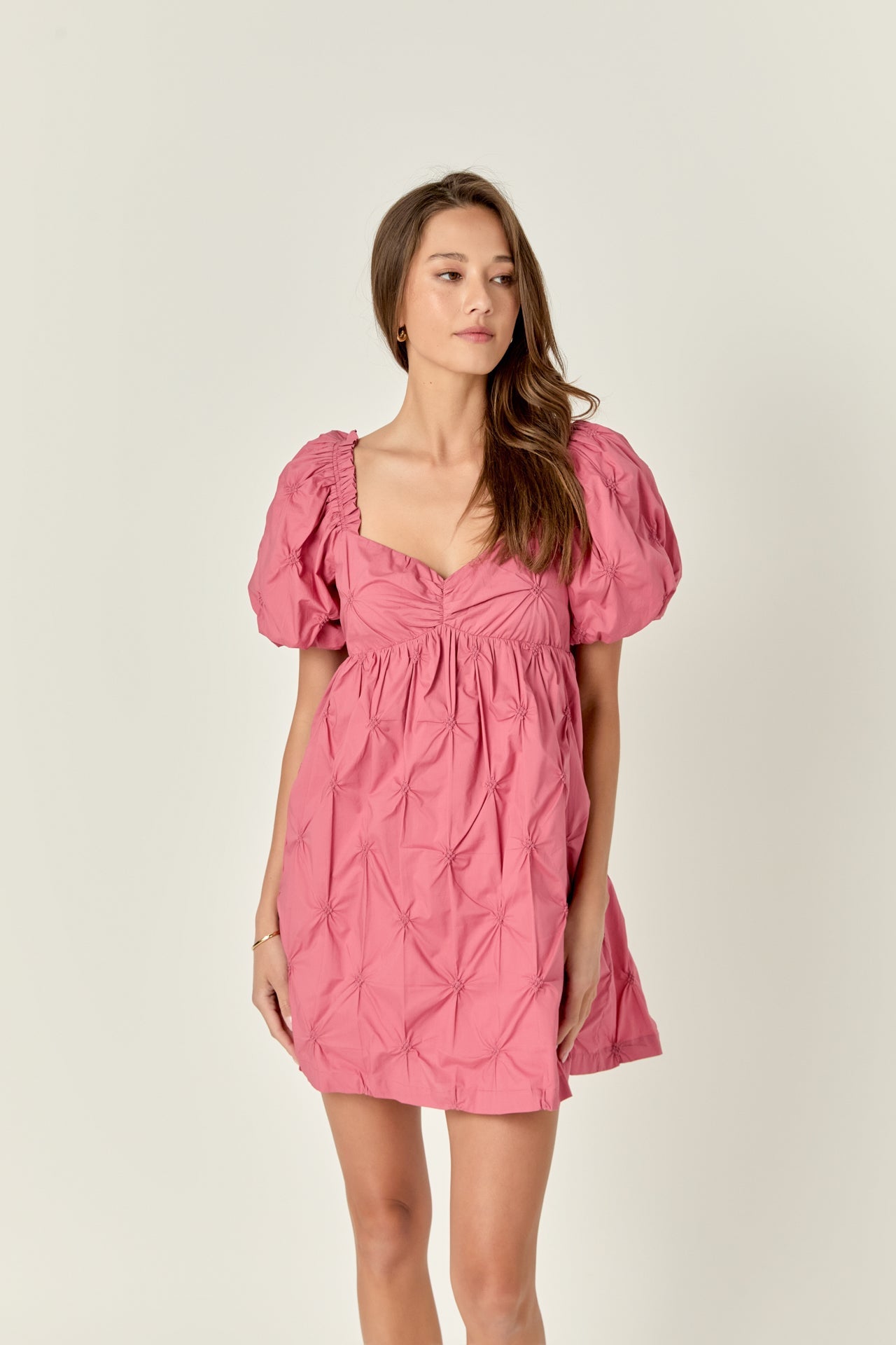 ENGLISH FACTORY - Textured Babydoll Mini Dress - DRESSES available at Objectrare