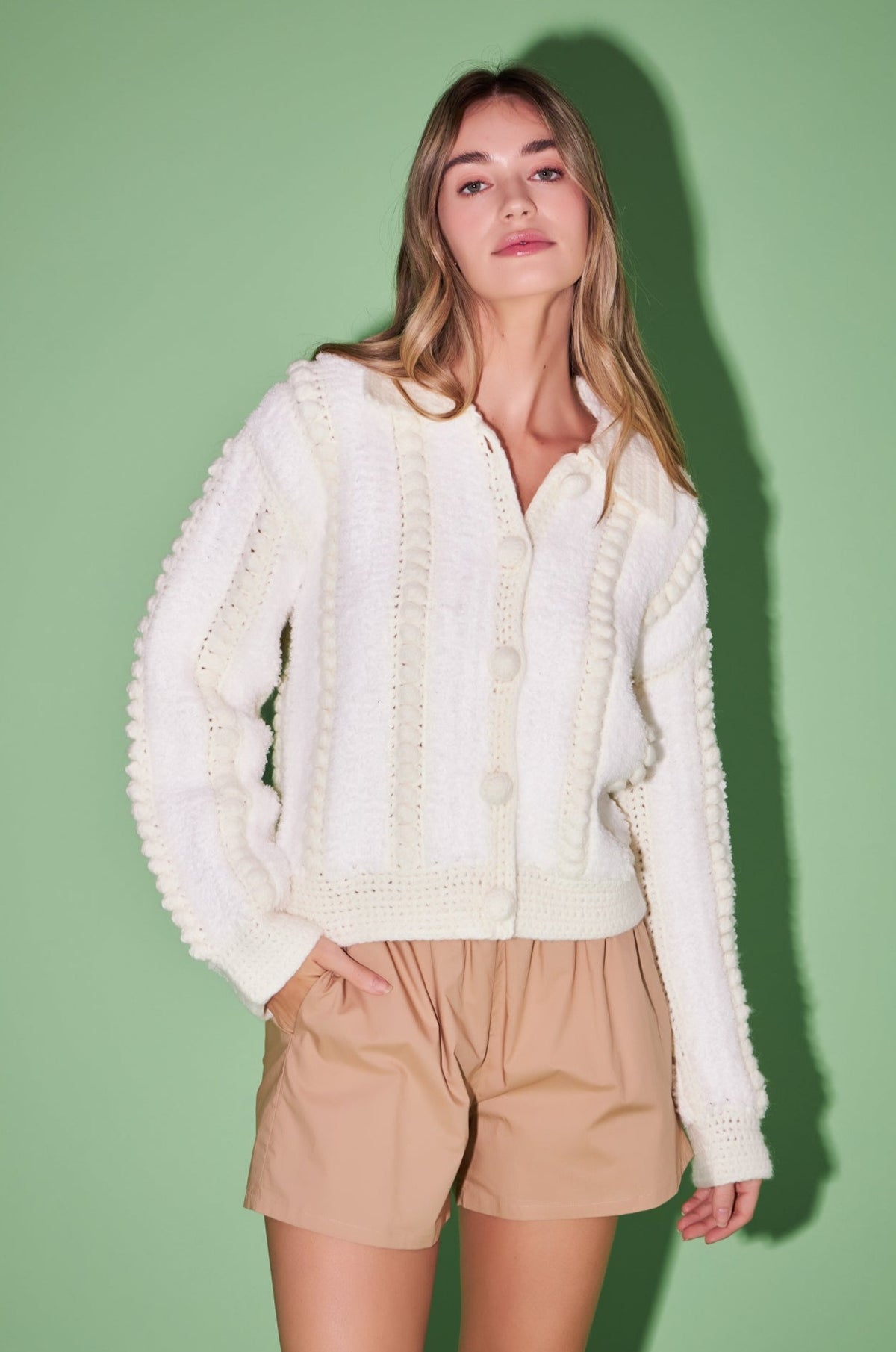 ENGLISH FACTORY - Premium Handmade Pom Pom Cardigan - CARDIGANS available at Objectrare